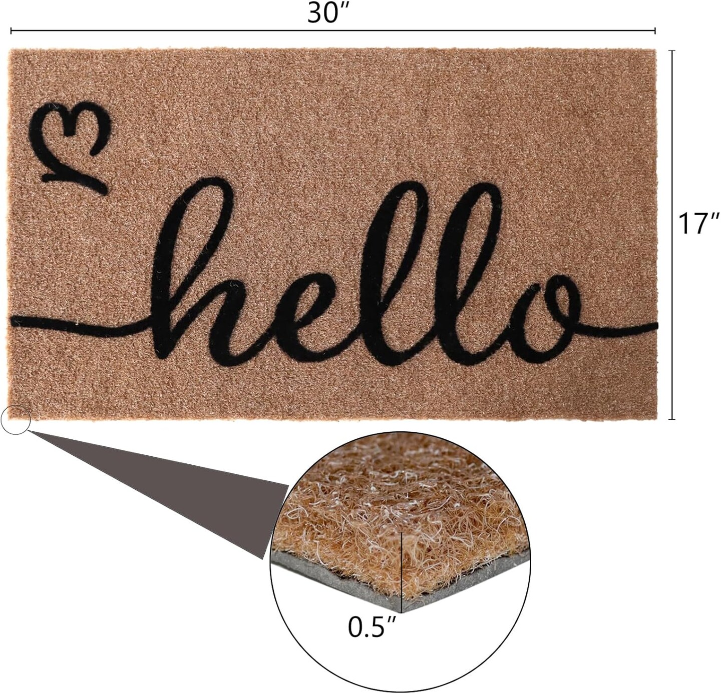 Design ‘Hello' Doormats Outdoor for Home Entrance, 30×17 Front Door Mat for Farmhouse Entryway