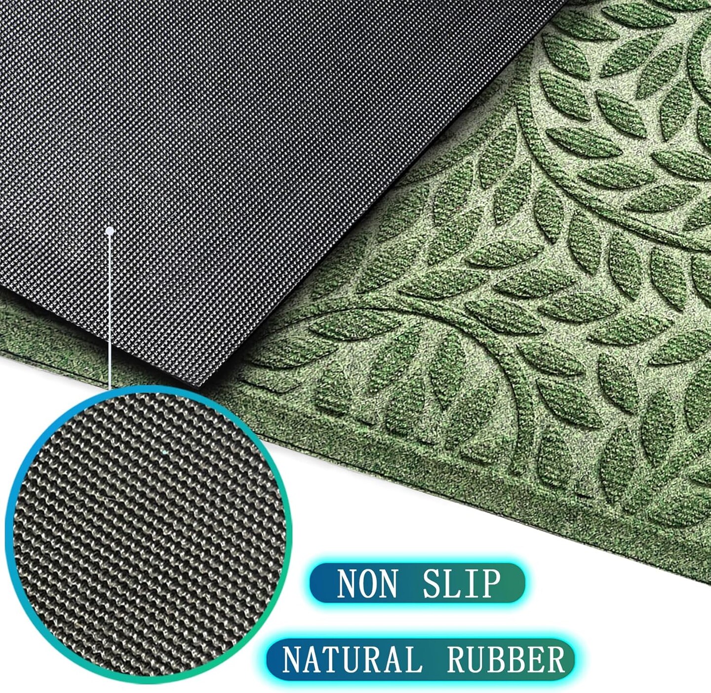 Spring Front Door Mat Outdoor Entrance,Durable Heavy Duty Welcome Mat,Thick Absorbent Natural Rubber Non Slip Mat,Welcome Entryway Rug Green, 17"x30"