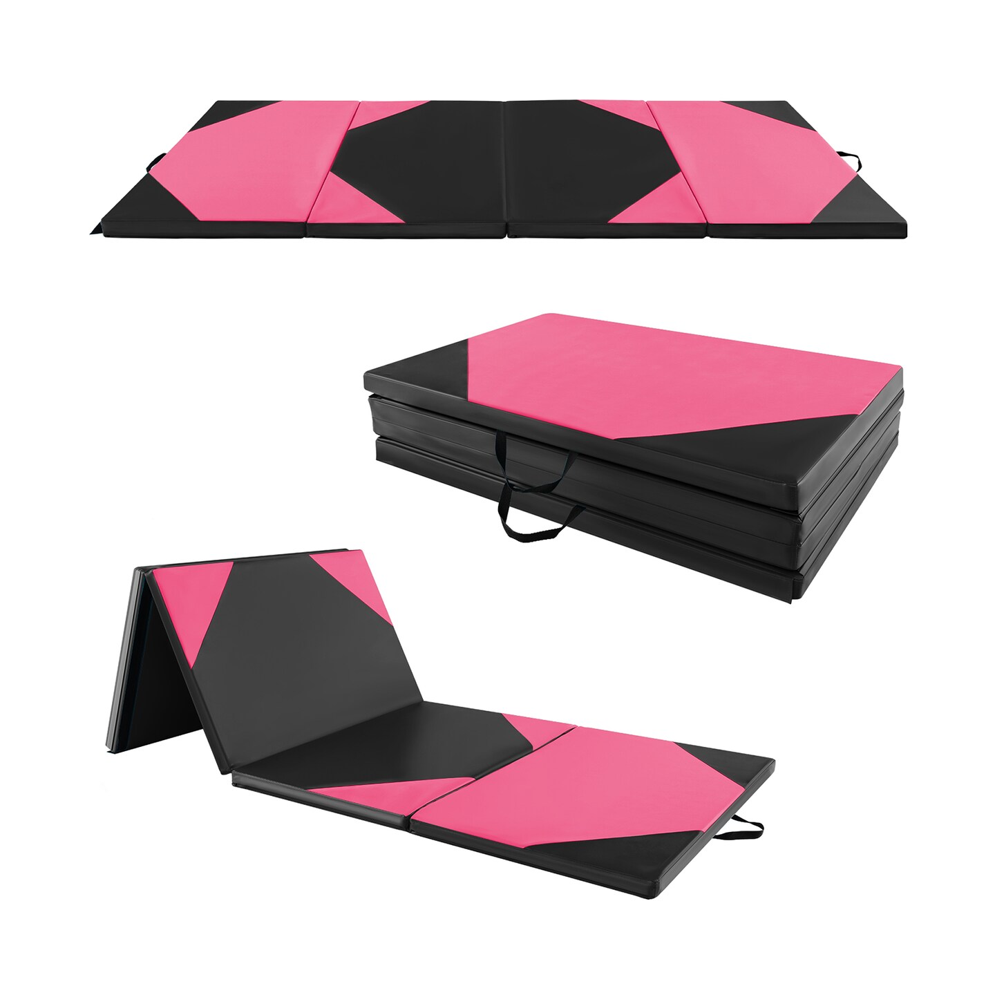 10-Feet Long Folding Exercise Mat with Waterproof PU Leather Cover Perfect for Stretches and Routines