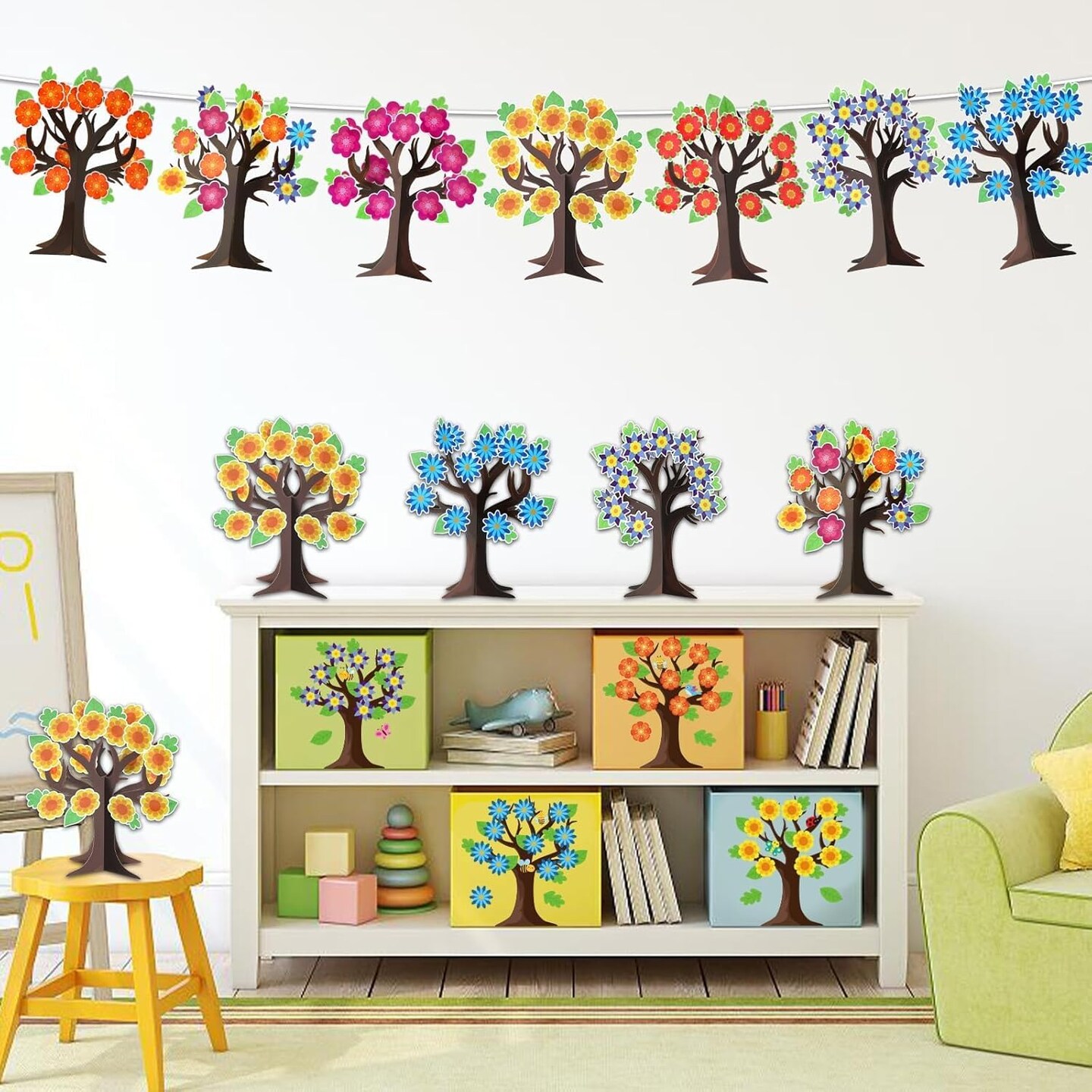 Spring Tree Activity Craft Kit Flower Butterfly Bug DIY Craft 3D Art Paper Crafts for Kids Toddler Easter Summer Stickers Game Activities for Classroom Home Sunday School Party Favor