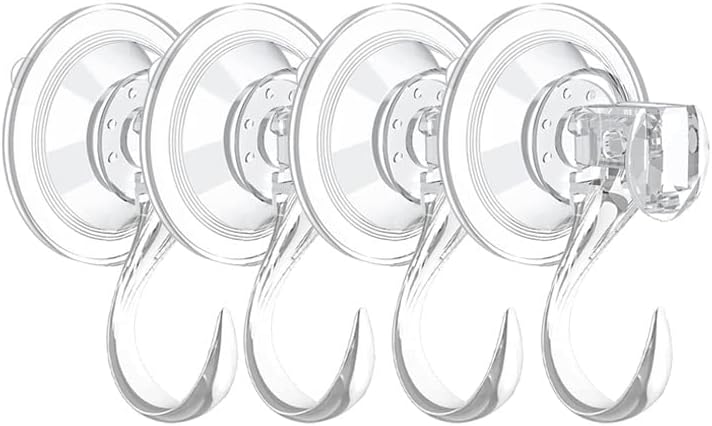 4-Pack Heavy-Duty Suction Cup Hooks – Large Clear Reusable Hooks for Windows, Tiles, Glass, Doors & Mirrors, Hang Bags, Coats, Umbrellas, Kitchenware, and Christmas Wreaths