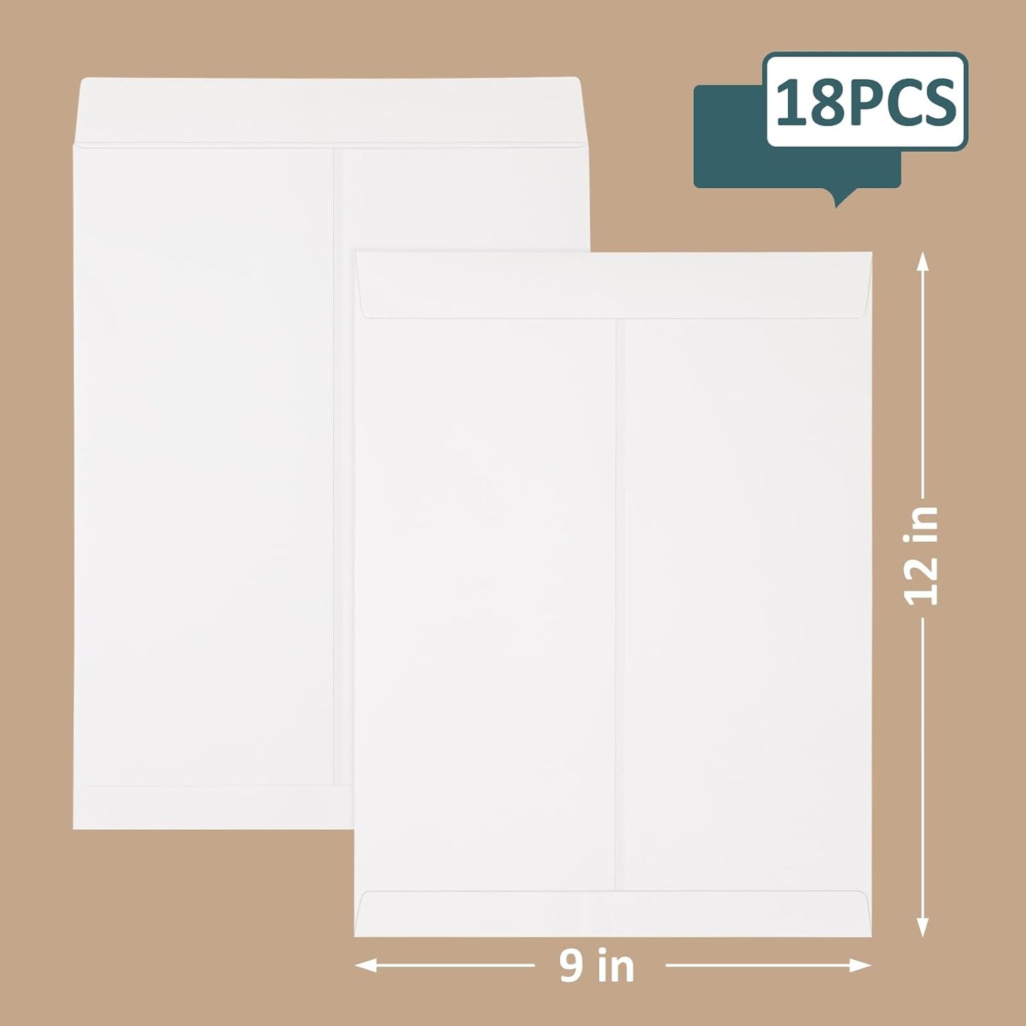 18 Pcs 9x12 Catalog Envelopes, White Self Seal Security Envelopes, Manilla Envelopes, Printable White Envelopes, Gummed Closure Document Envelopes For Mailing, Storage And Organizing