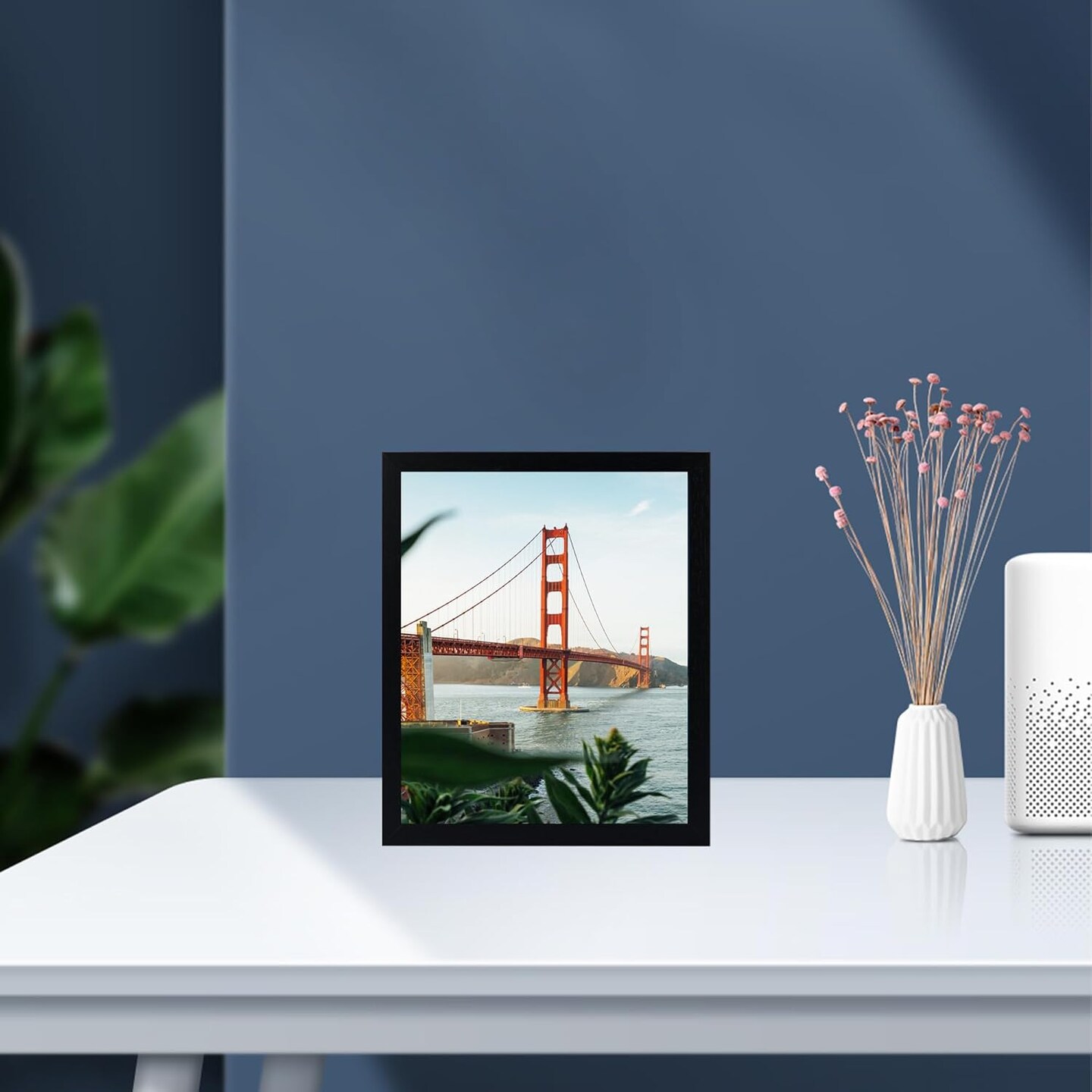 5.5x8.5 Picture Frame Black for Wall Hanging or Tabletop, 5.5 x 8.5 Frame Composite Wood Wall Gallery Photo Frame, Black