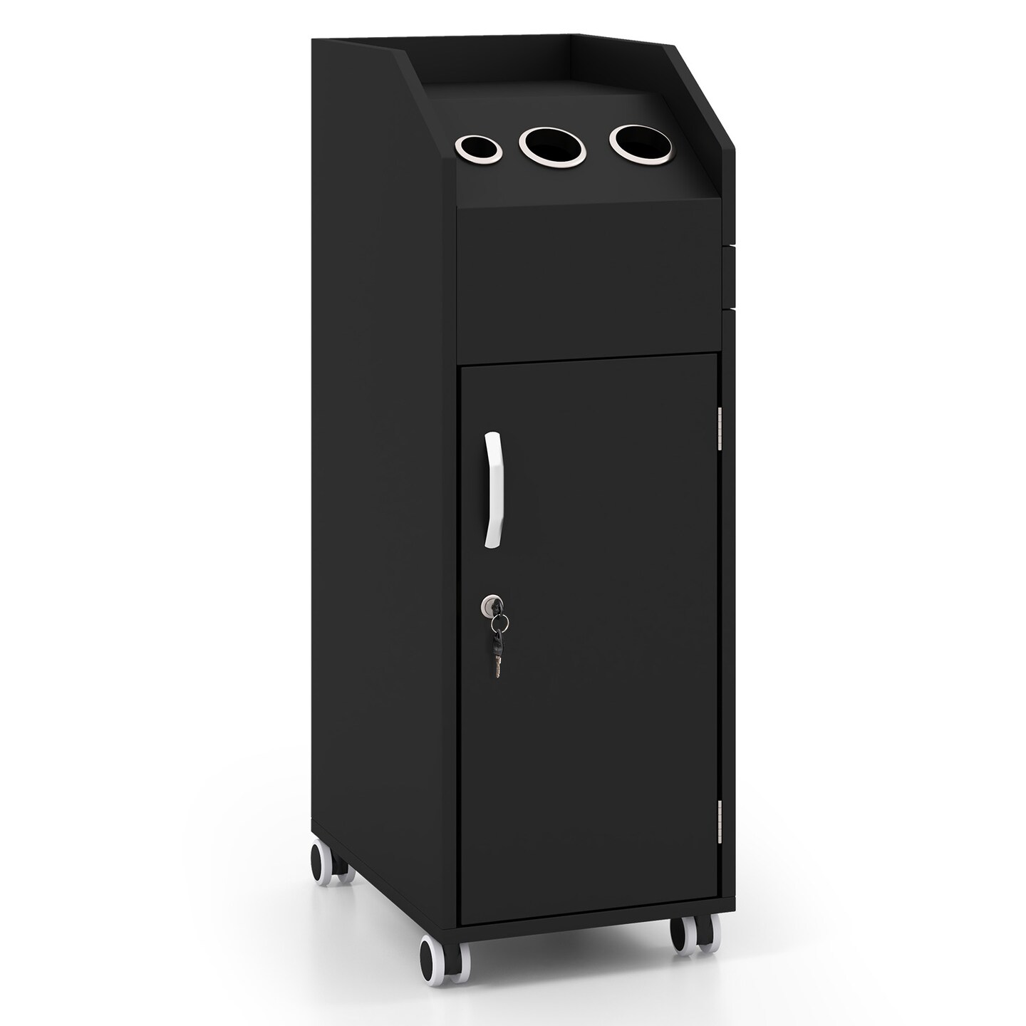 Salon Trolley Cart 360&#xB0; Rolling Tool Cart Mobile Storage Station with 4 Lockable Wheels-Black