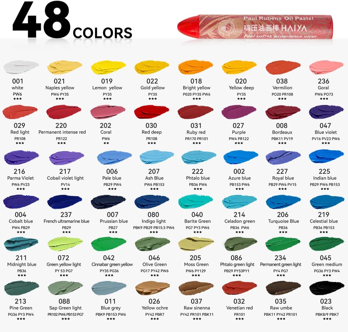 Oil Pastel, 48 Vibrant Colors Soft Oil Pastel Set, Creamy texture Easy to Blend Oil Pastels professional, Bullet Heads Oil Pastels for Artists, Painting, Drawing, Beginners