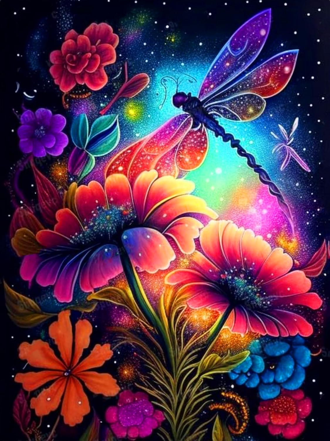 Dragonfly Diamond Painting Kits DIY 5D Flowers Diamond Art Kits for Beginners Adults Full Drill Diamond Painting Kits for Home Wall Decoration Gift 12x16 inch.