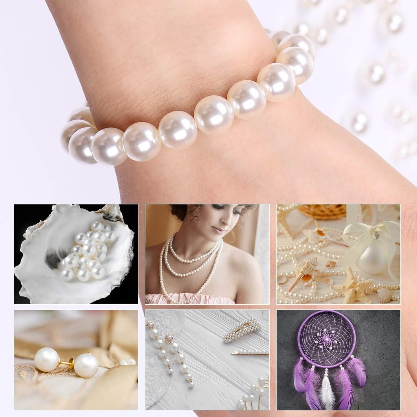 800pcs Ivory Pearl Craft Beads Loose Pearls for Jewelry Making, Crafts, Decoration and Vase Filler (Assorted Sizes)