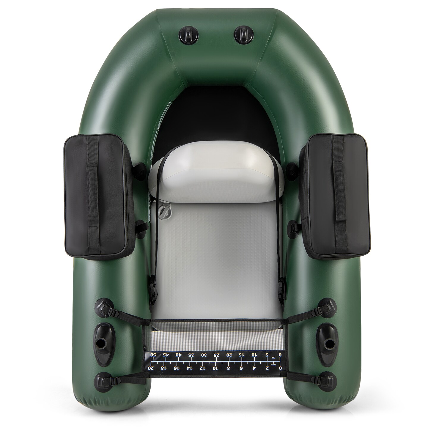 Camouflage Inflatable Fishing Float Tube with Adjustable Backrest and Storage Pockets