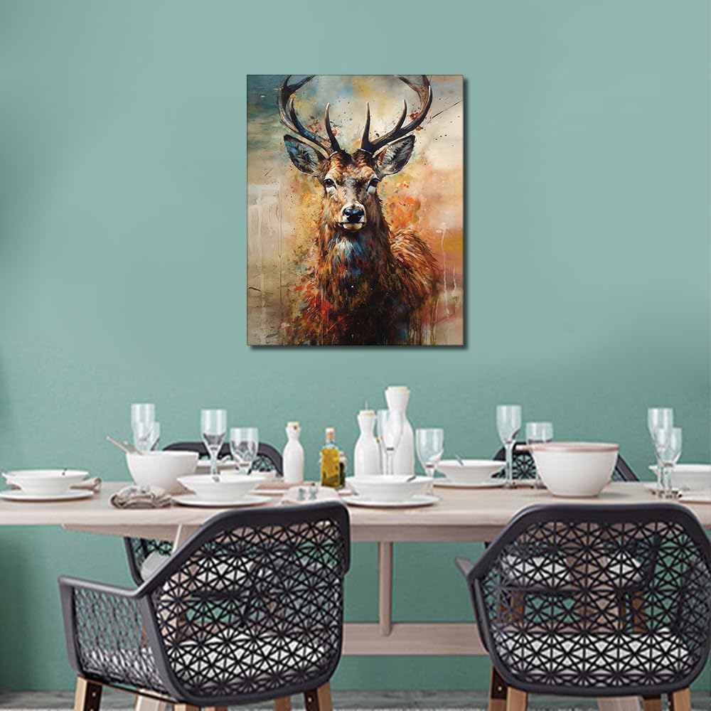 Paint by Numbers for Adults, Deer Adult Paint by Number Kits On Canvas Woodland Animals Paint-by-Number Kits Acrylic Oil Painting for Adults Kids Paint by Number Kit, 16 x20 Inch