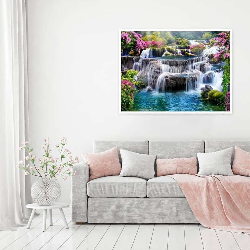 Diamond Painting Kits for Adults - Waterfall DIY 5D Diamond Art Kits Full Drill Diamond Dots Paintings with Diamonds Gem Art and Crafts Landscape Home Decor 12x16 inch