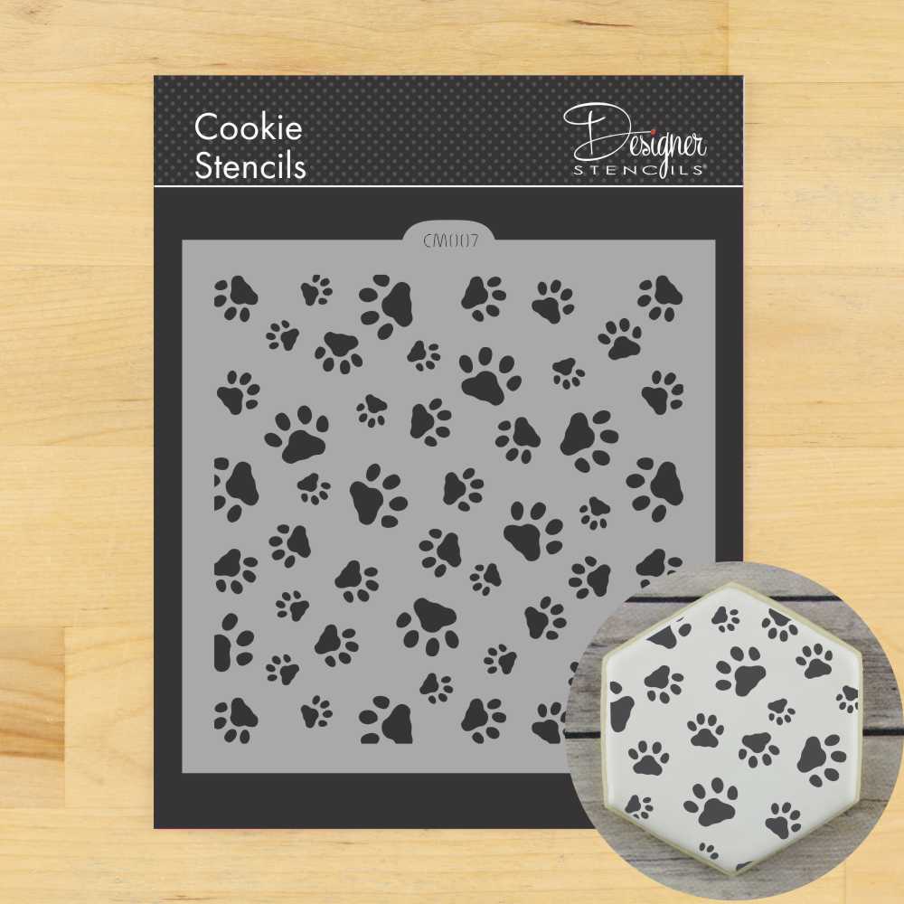 Mini Dog Paws Allover Cookie & Craft Stencil | CM007 by Designer Stencils |
