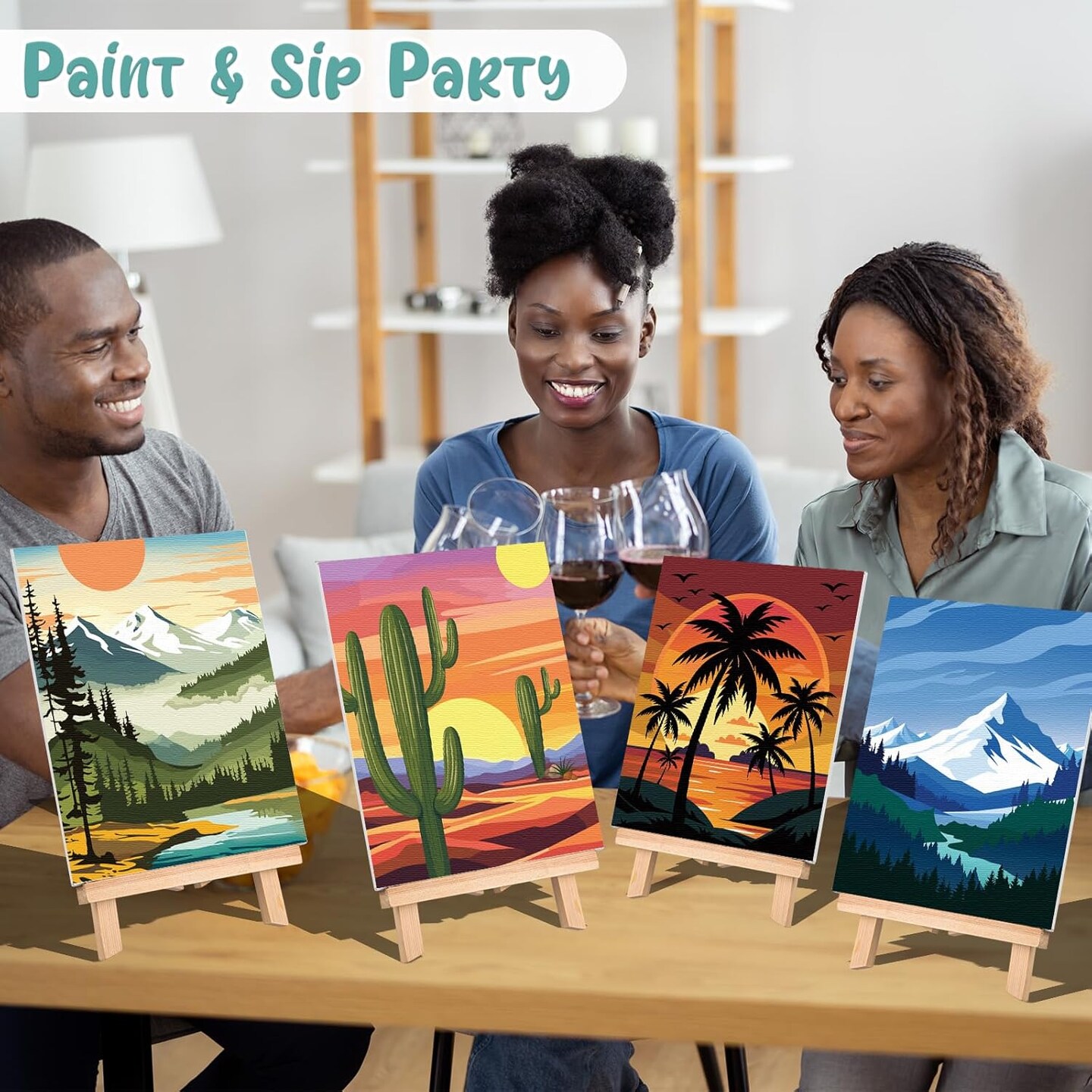 16-Pack 8x10 in Pre Drawn Canvas Painting Kit for Kids & Adults – Sip & Paint Party Supplies, Pre-Printed DIY Art Canvases for Girls’ Night, Date Night, and Painting Parties