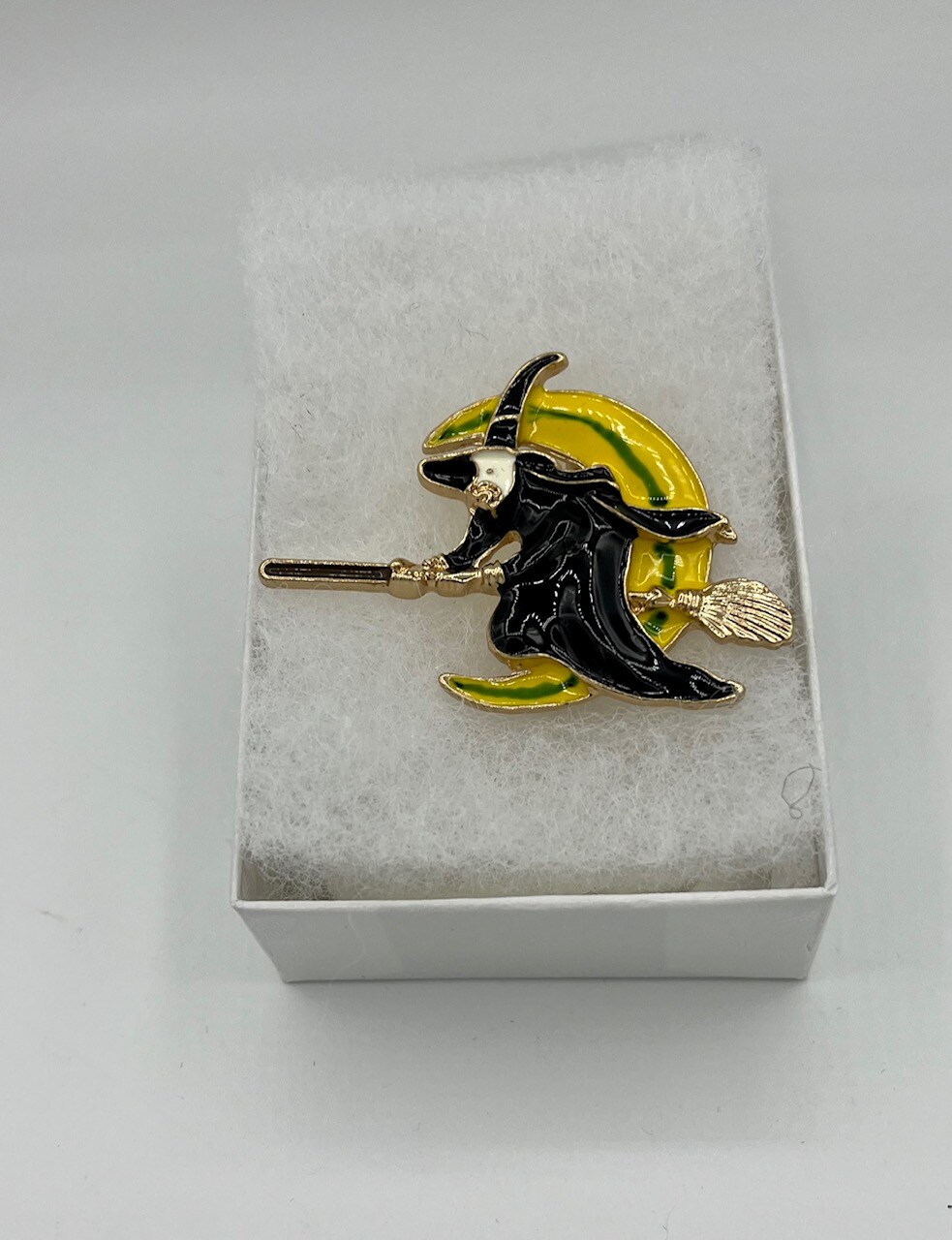 Gold Tone Black Yellow and Green Enamel Halloween Witch on Broom Pin Brooch  MakerPlace by Michaels