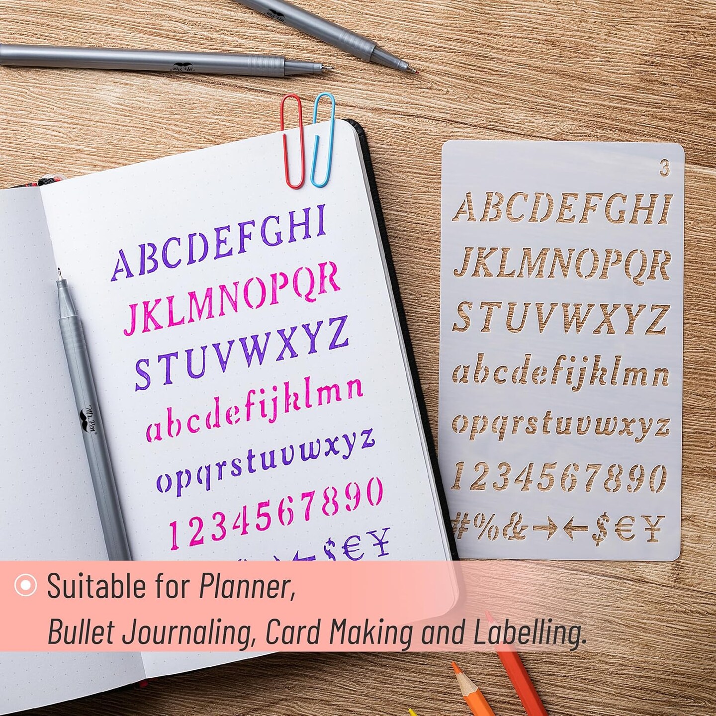12 Pack Letter Stencils - 4 x 7 Inch
