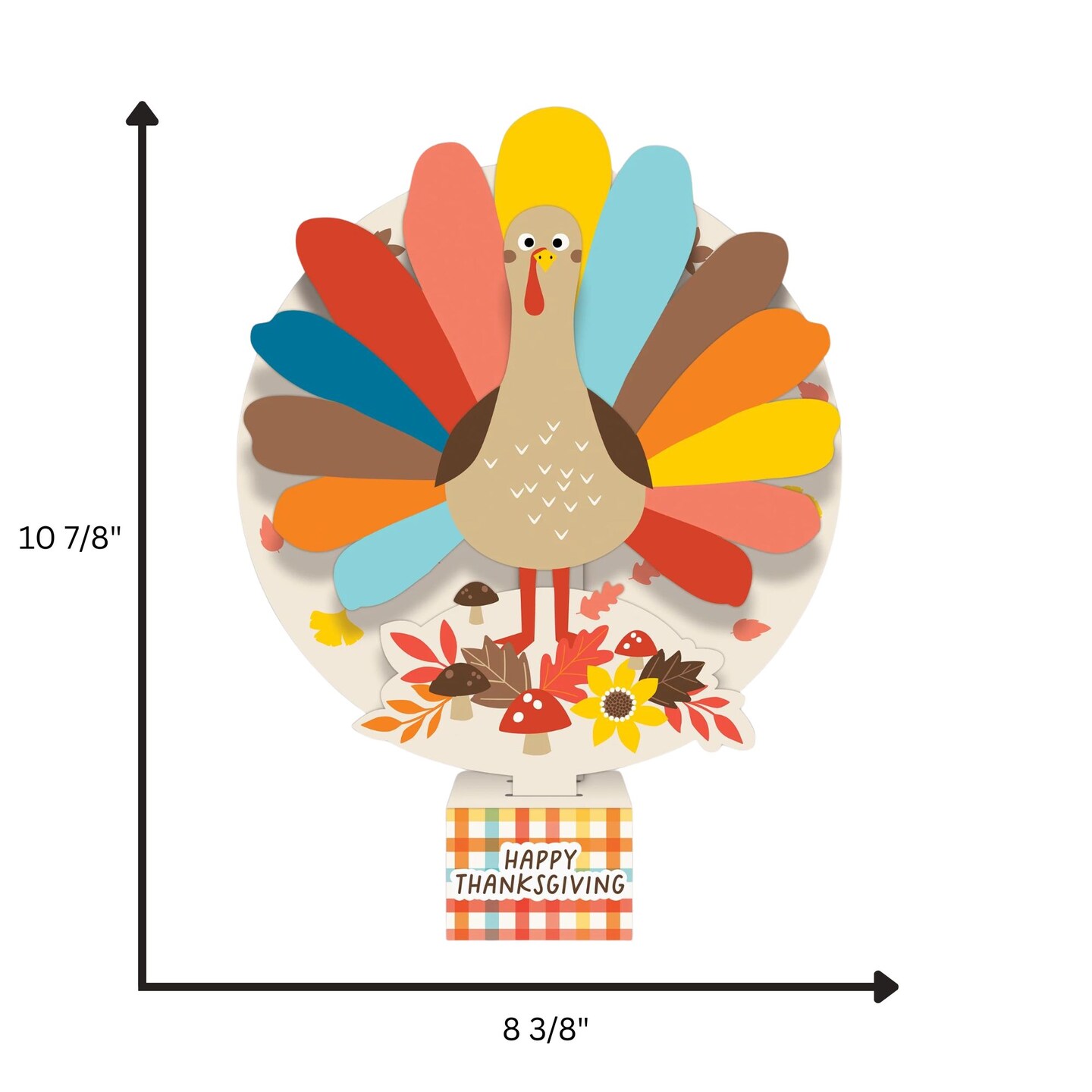 Happy Turkey Day Thanksgiving Table Centerpiece &#x2013; 10 7/8&#x201D; Tall x 8 3/8&#x201D; Wide &#x2013; Perfect for Classroom, Office, or Holiday Parties