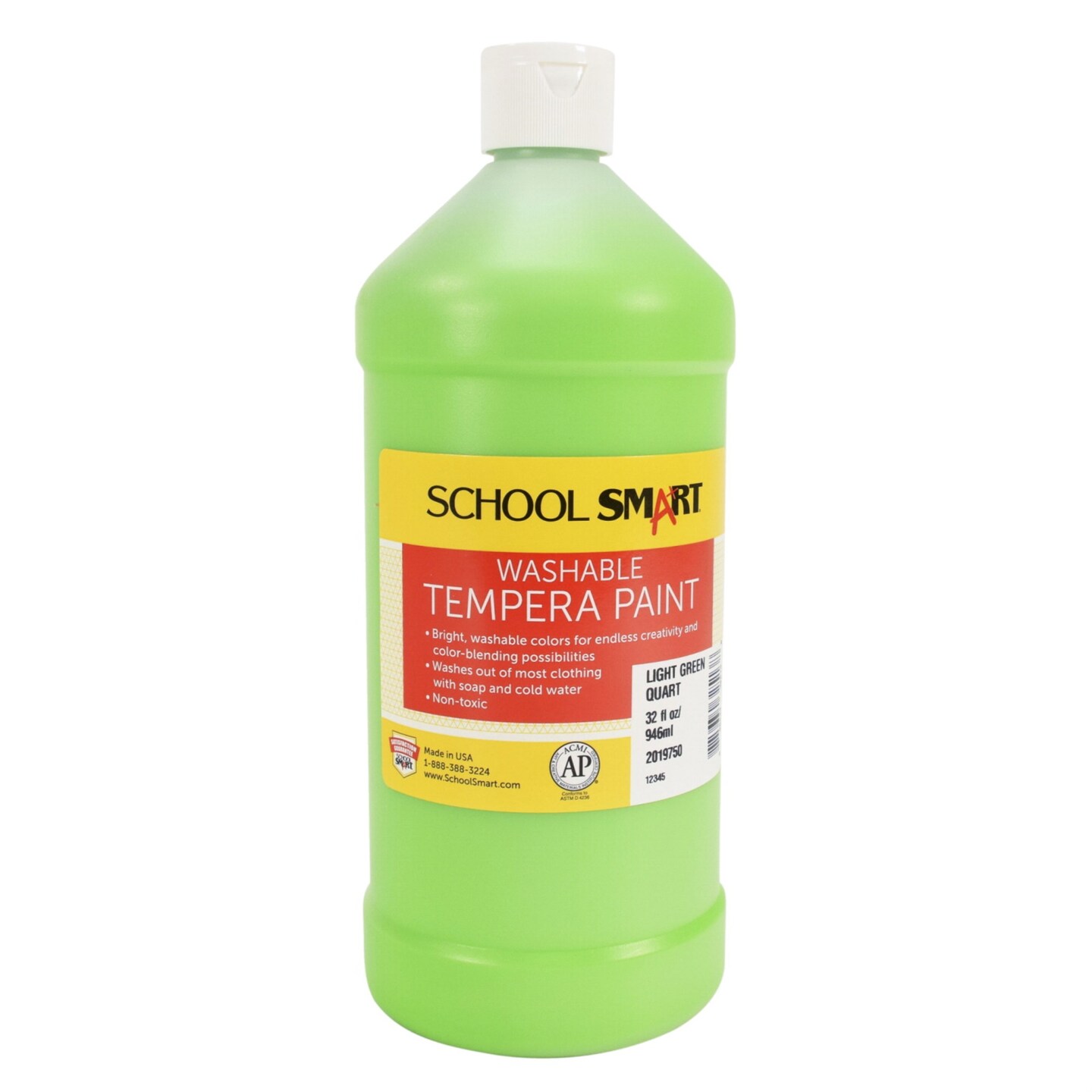 School Smart Washable Tempera Paint, Quart, Light Green