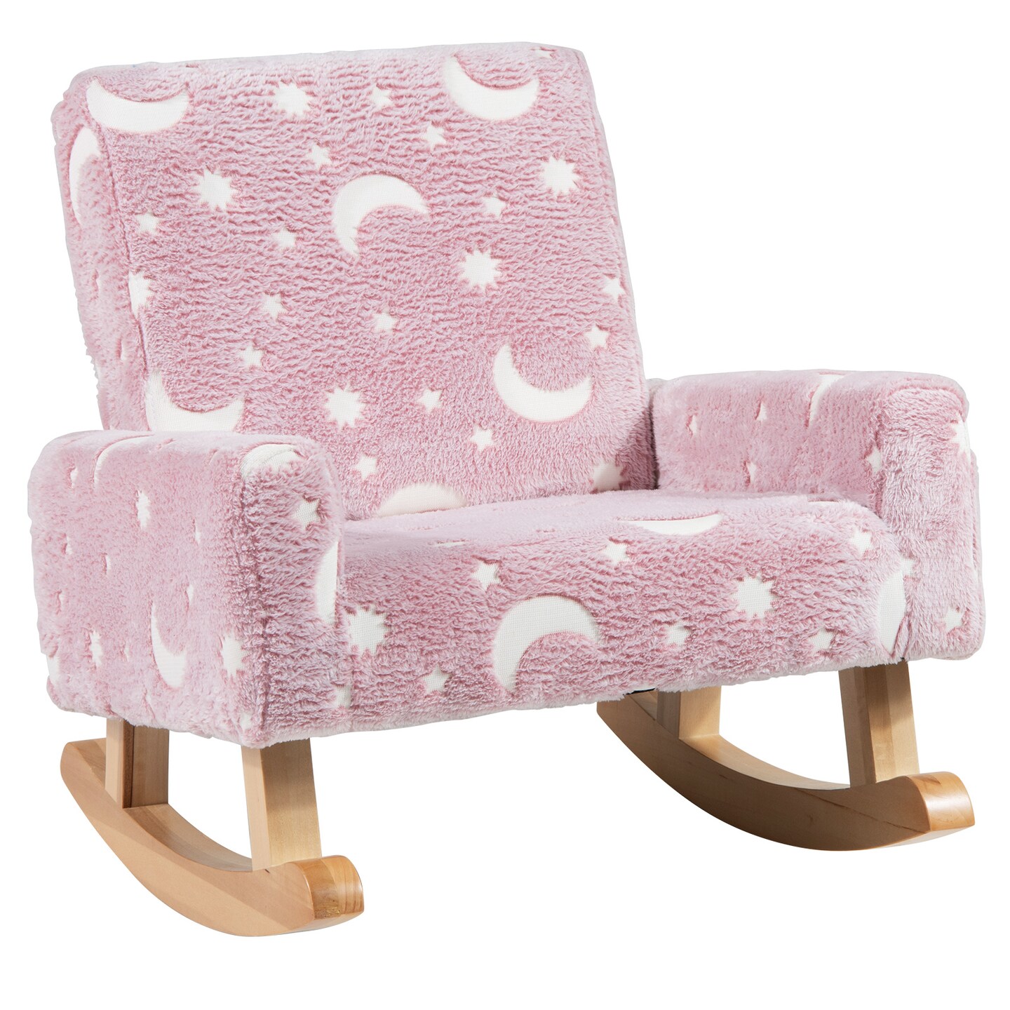 Children’s Rocker Chair with Flannel Upholstery and Poplar Wood Rocking ...