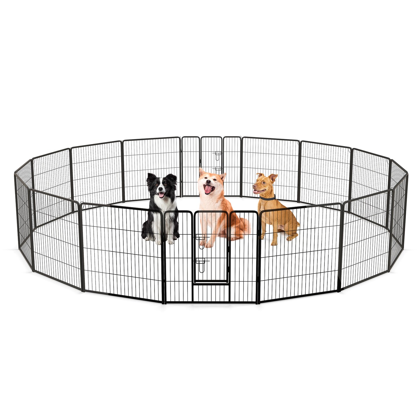 Black Metal Dog Playpen with Lockable Door and Customizable Size Options