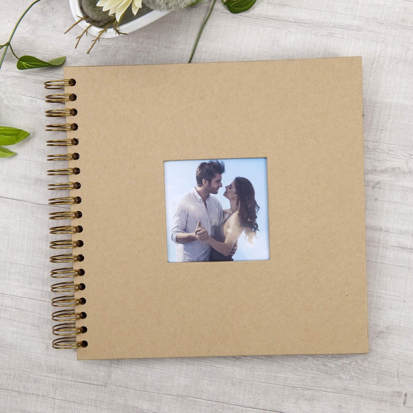 DIY Scrapbook Photo Album with Cover Photo 80 Pages Hardcover Craft Paper Photo Album for Guest Book, Anniversary, Valentines Day Gifts (Brown, 10 x 10 inch)