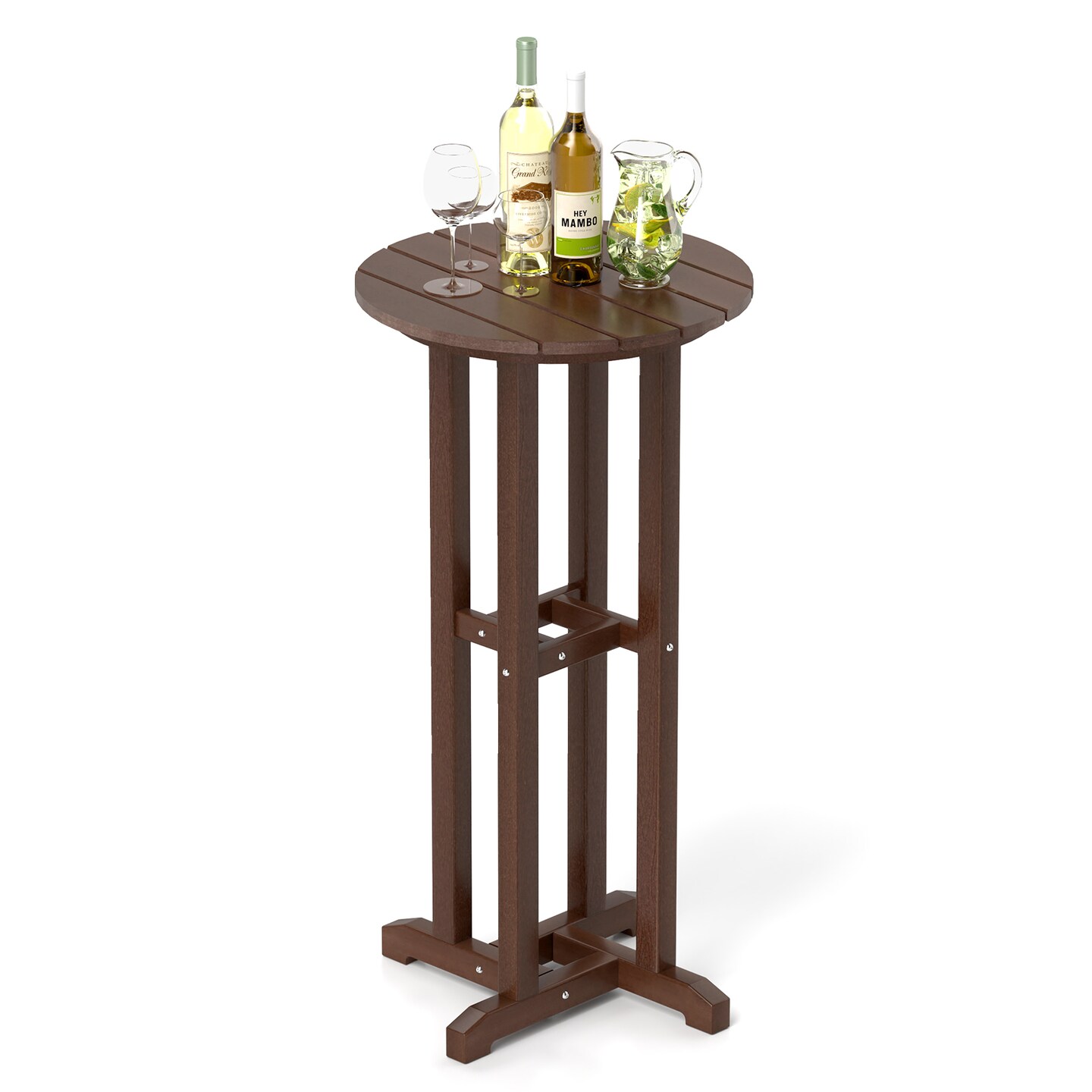 HDPE Round Outdoor Patio Bar Table with Stainless Steel Frame