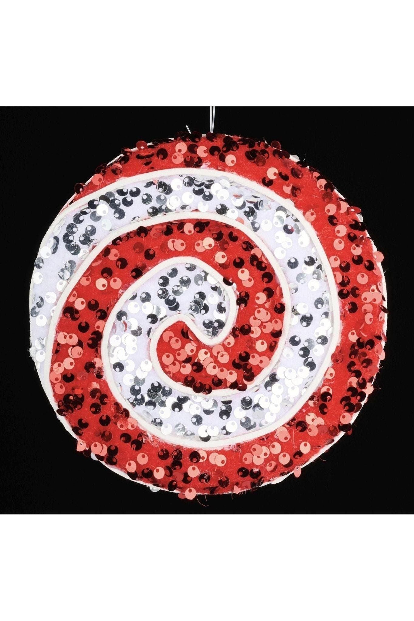 6&#x22; Sequin Peppermint Swirl Ornament: Red/White