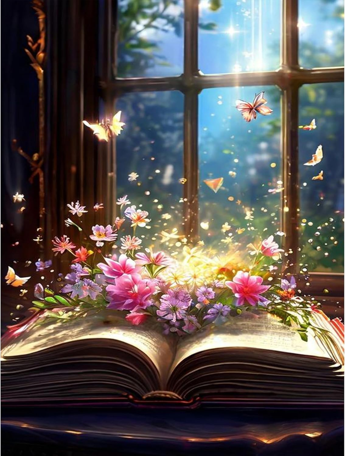Butterfly Book Paint by Numbers Kit – Adult Canvas DIY, 16"x20" Flowers Wall Decor