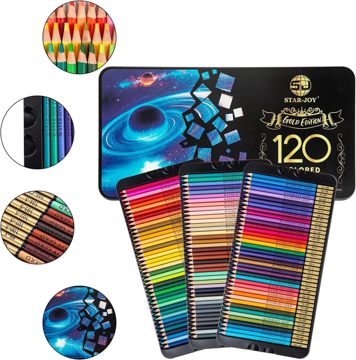 Gold Edition 120 Colored Pencils for Adult Coloring, Premier Color Pencils for Layering Shading Blending, Holiday Gifts for Artist Drawing, Oil Based Colored Pencils
