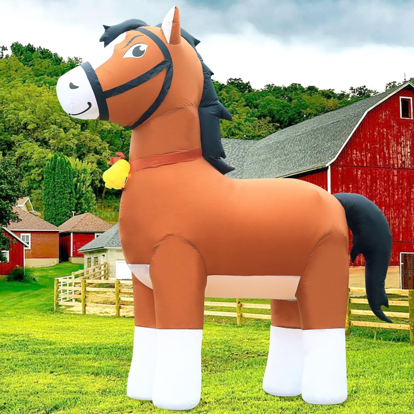 9FT Clydesdale Horse Inflatables Christmas, Farm Ranch Giant Blow up Animals Cute, Kentucky Derby Decorations Outdoor Yard Built-in LED Lights Big Large Decor Party Lawn Holiday Outside