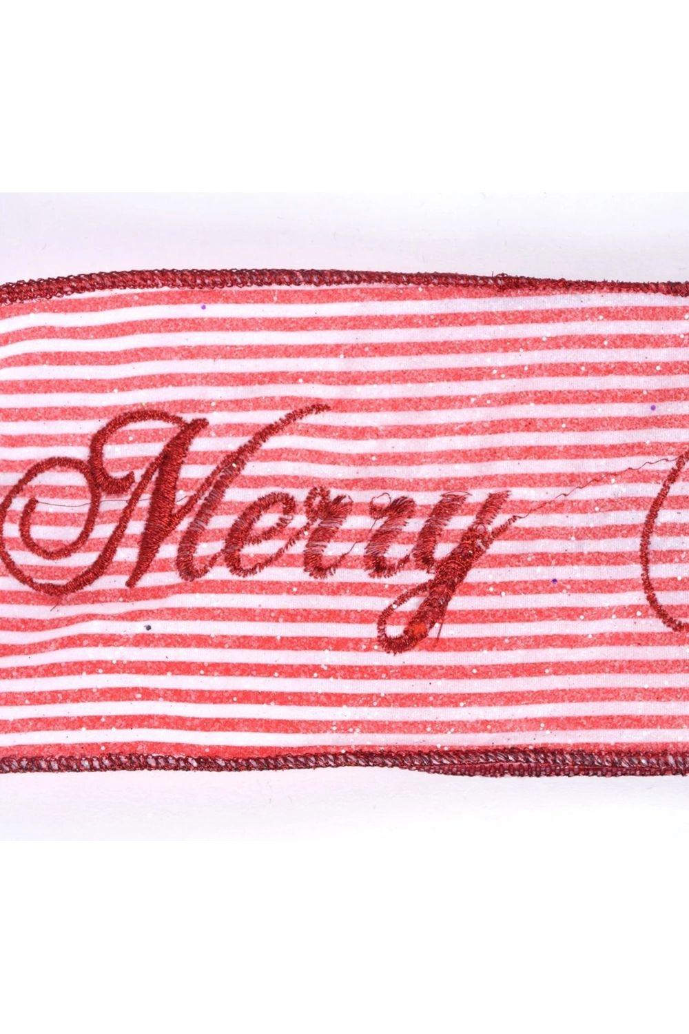 4&#x22; Frosted Stripe Merry Christmas Ribbon (5 Yards)