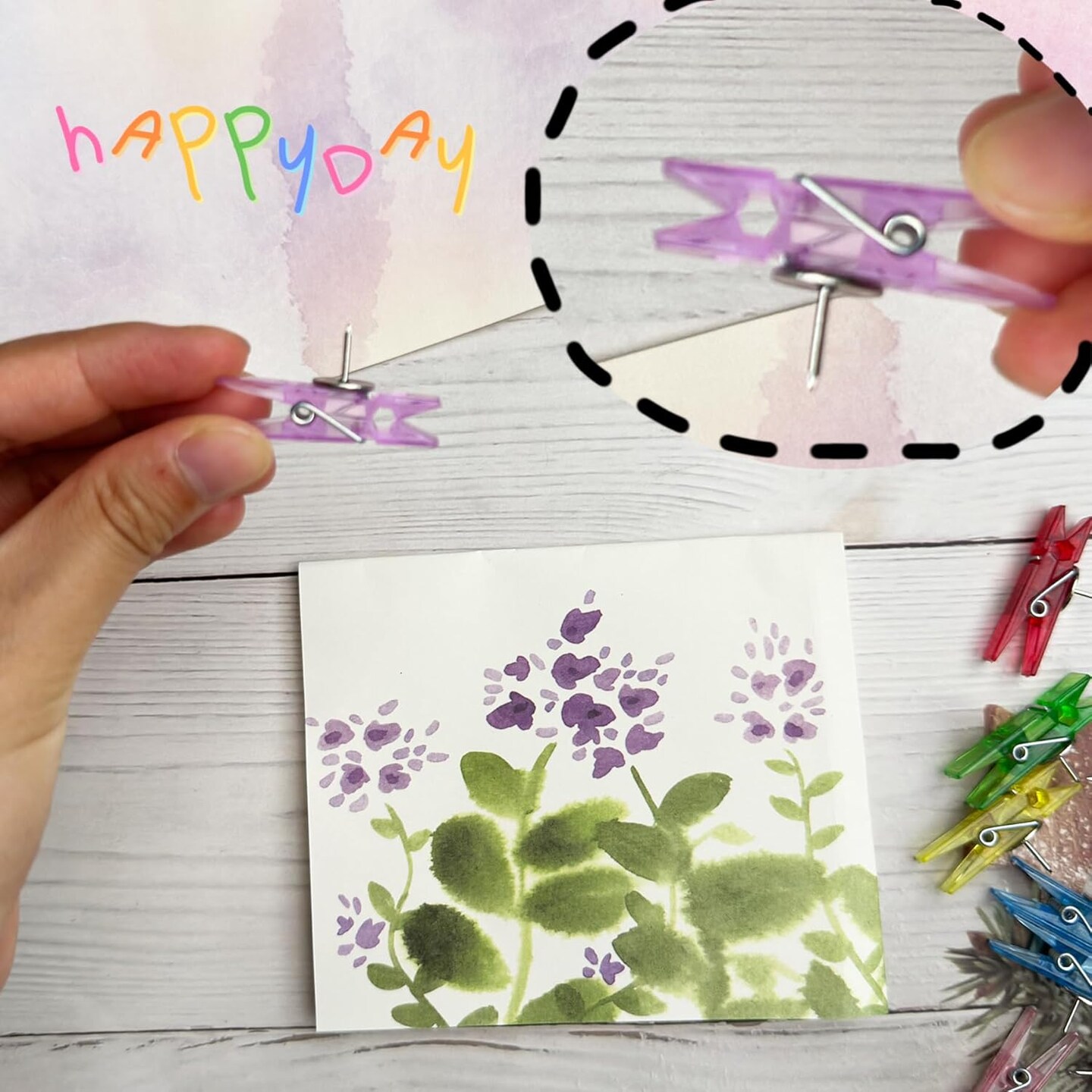 60 Pcs Push Pin Clips with Clips Pins Clips Creative Paper Clips Colorful Thumbtack Clips Plastic Push Pins for Christmas Cork Board Bulletin Boards Photos Walls Projects Drawings Map