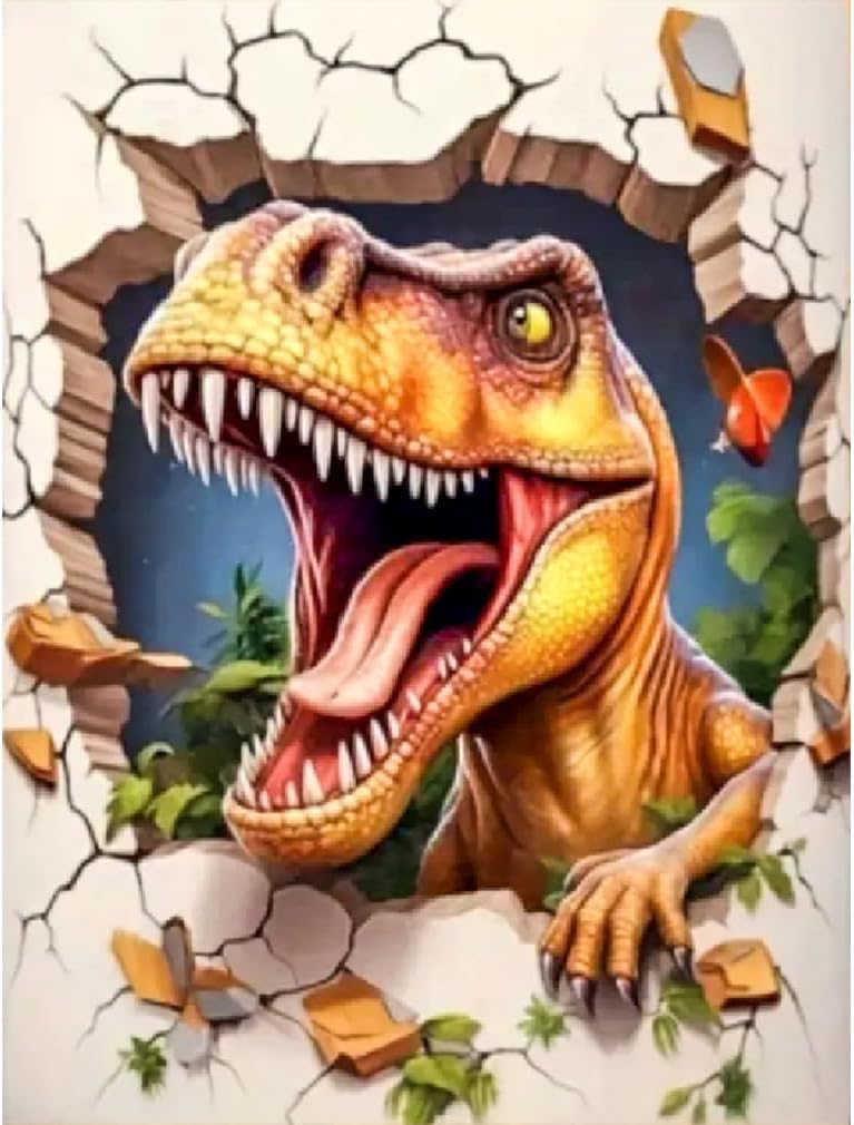 Dinosaur Diamond Art Painting Kits for Adults, Full Drill Diamond Dots Paintings for Beginners, Round 5D Paint with Diamonds Pictures Gem Art Painting Kits DIY Crafts Kits 12x16inch