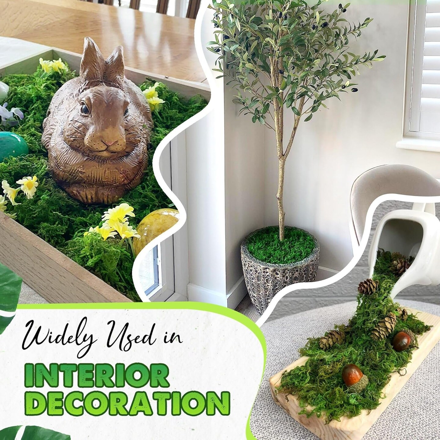 Green Moss for Crafts Decorative Moss Filler for Planters Moss Decor for Table Centerpieces Wedding Christmas Fairy Party Decor, Green Moss for Indoor Planters, DIY Project