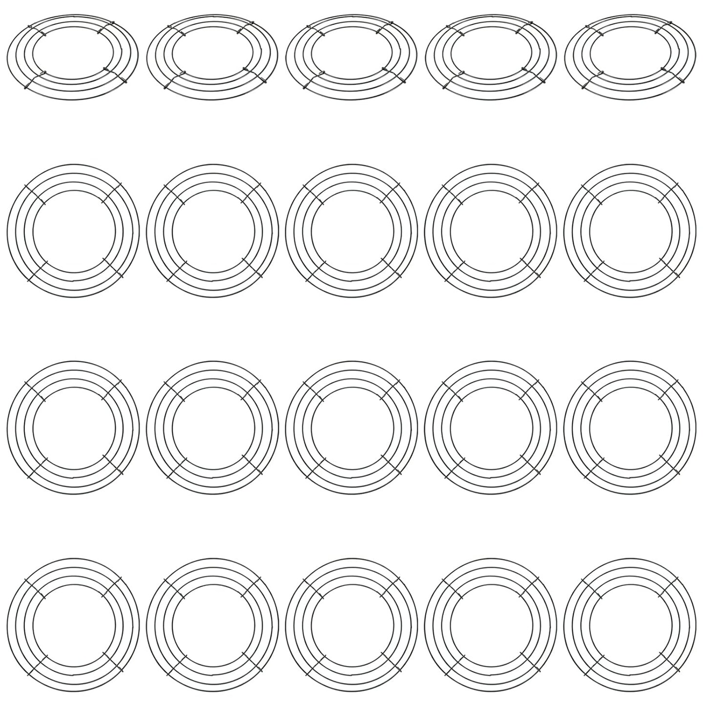 20 Pack 8 Inch Wire Wreath Frame, Round Green Metal Wreath Frame, Floral Crafts Wreath Form for DIY Christmas Wedding Party
