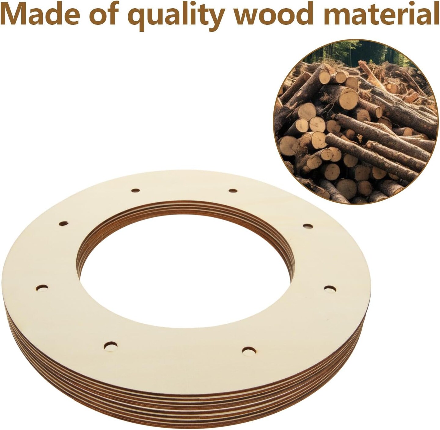 20PCS 10 Inch Wooden Wreath Frame, 2.5mm Thickness Wood Wreath Rings for Crafting, Unfinished Wooden Wreath Frame for DIY Beautiful Floral Arrangements, Home Decor, Christmas and Easter Crafts