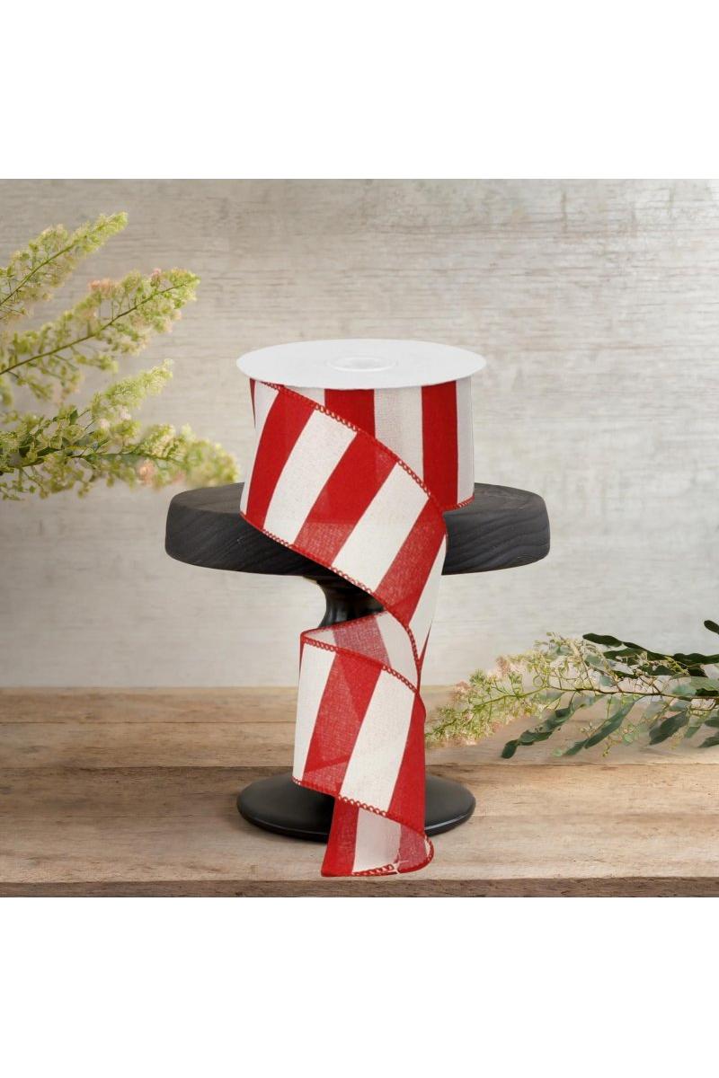 2.5&#x22; Royal Canvas Wide Stripe Ribbon: Red &#x26; White (10 Yards)