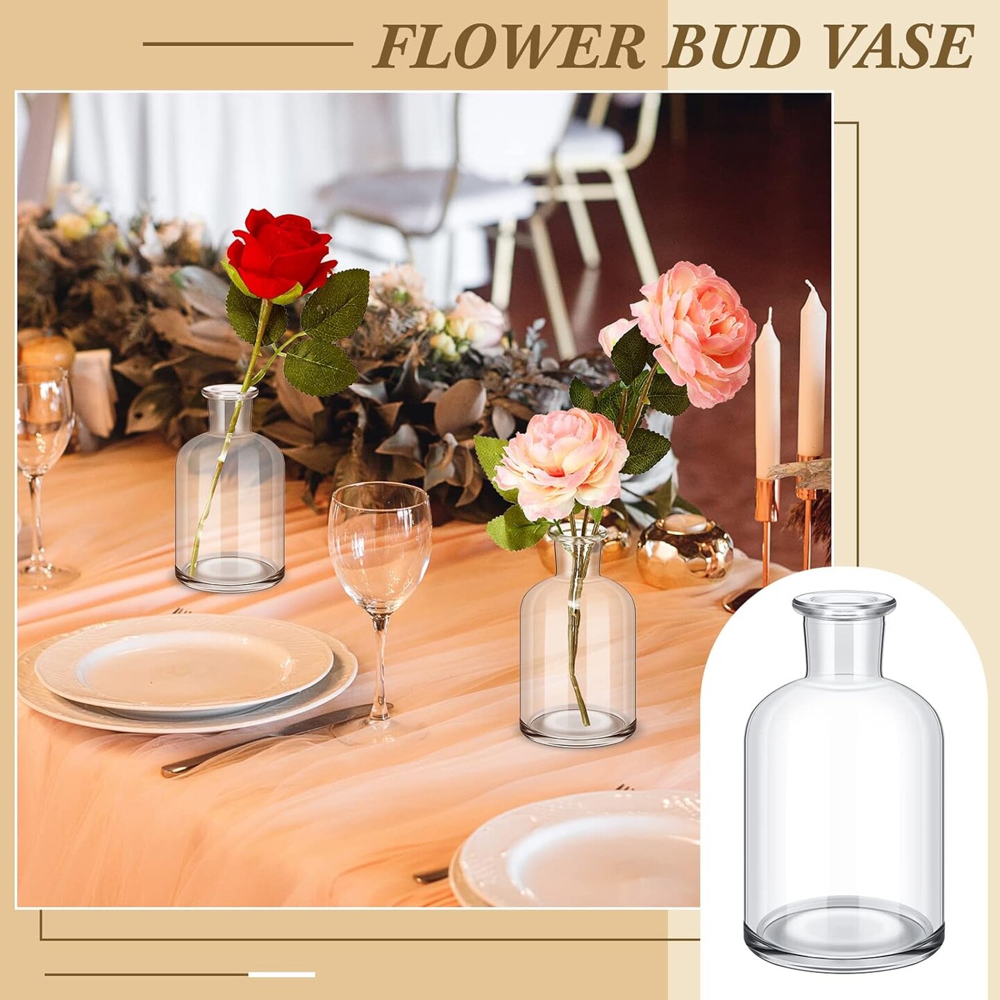 30 Pack Glass Bud Vases Bulk Small Mini Flower Vases for Centerpieces Decorative Glass Bottles Vintage Rustic Centerpieces Decoration for Wedding Dining Table Home Decor (4.22 oz)