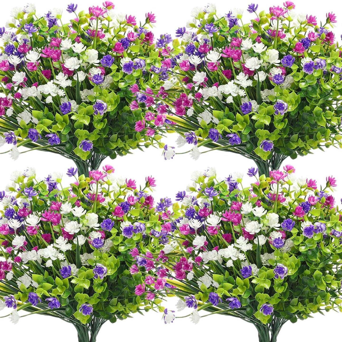36 Bundles Artificial Flowers – UV Resistant Faux Plants for Outdoor & Home Decor (Delicate Colors)