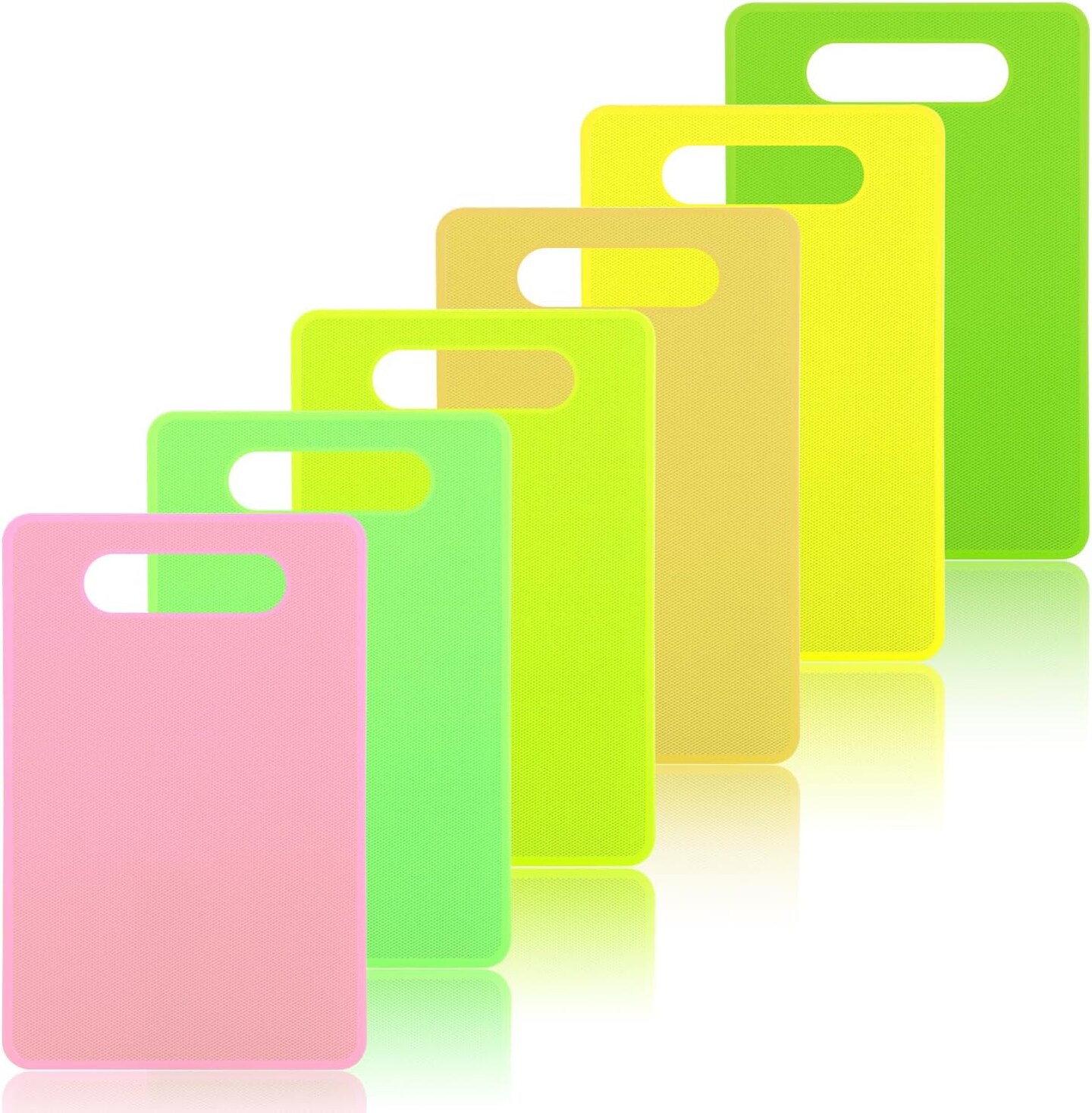 Kitchen Cutting Board Set of 6, Plastic Cutting Boards with Easy Grip Handle for Kitchen Cooking, Non Slip Cutting Mat Pad for Meat, Fruit, Vegetables, 12 Inch by 8 Inch