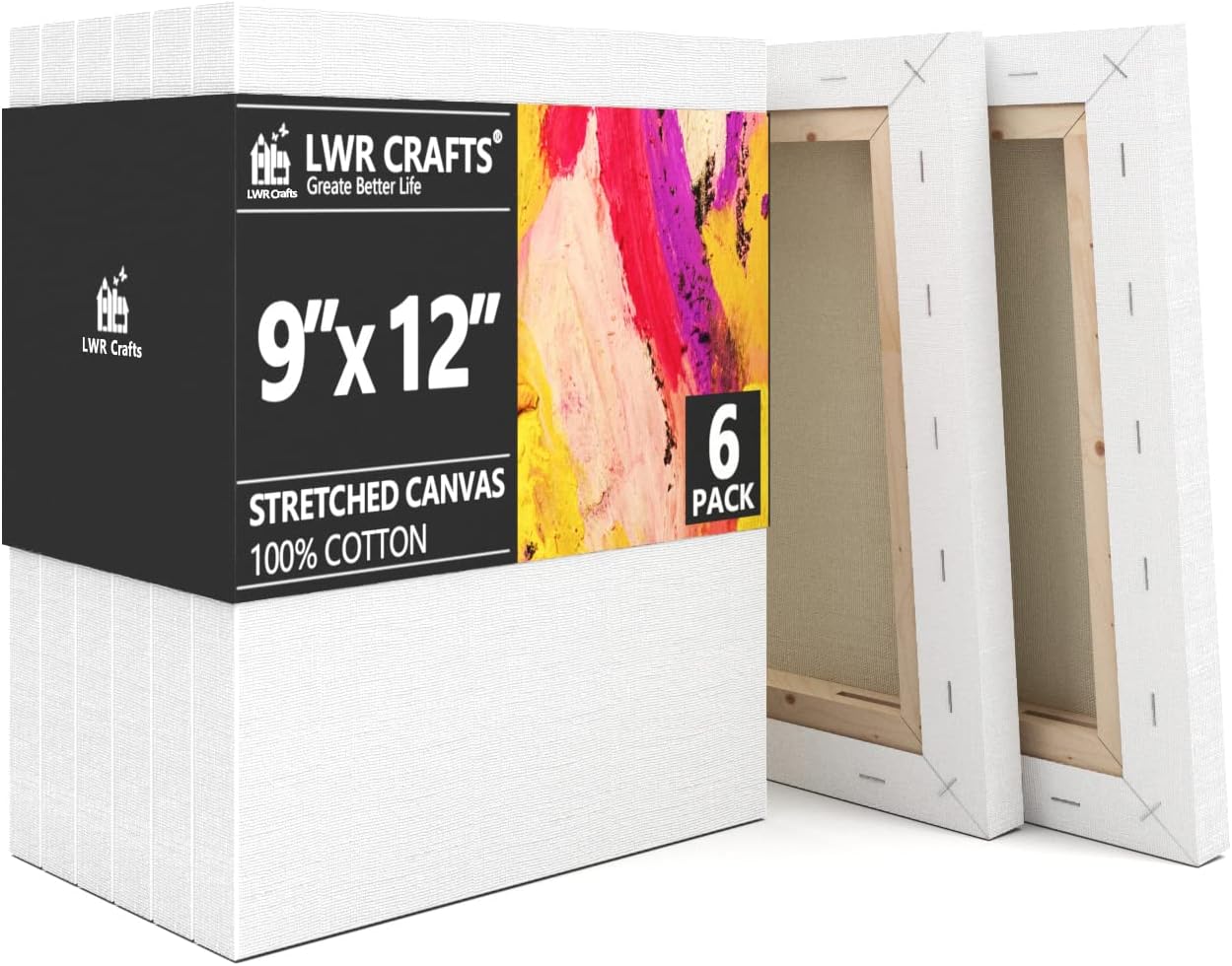 Stretched Canvas 9&#x22; X 12&#x22; Pack of 6