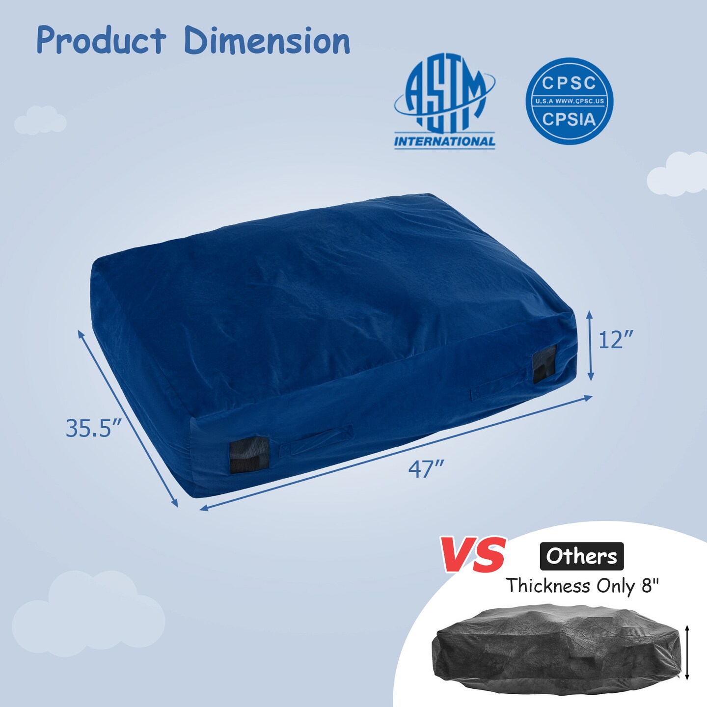 Soft Foam Sensory Crash Pad for Kids with Washable Velvet Cover