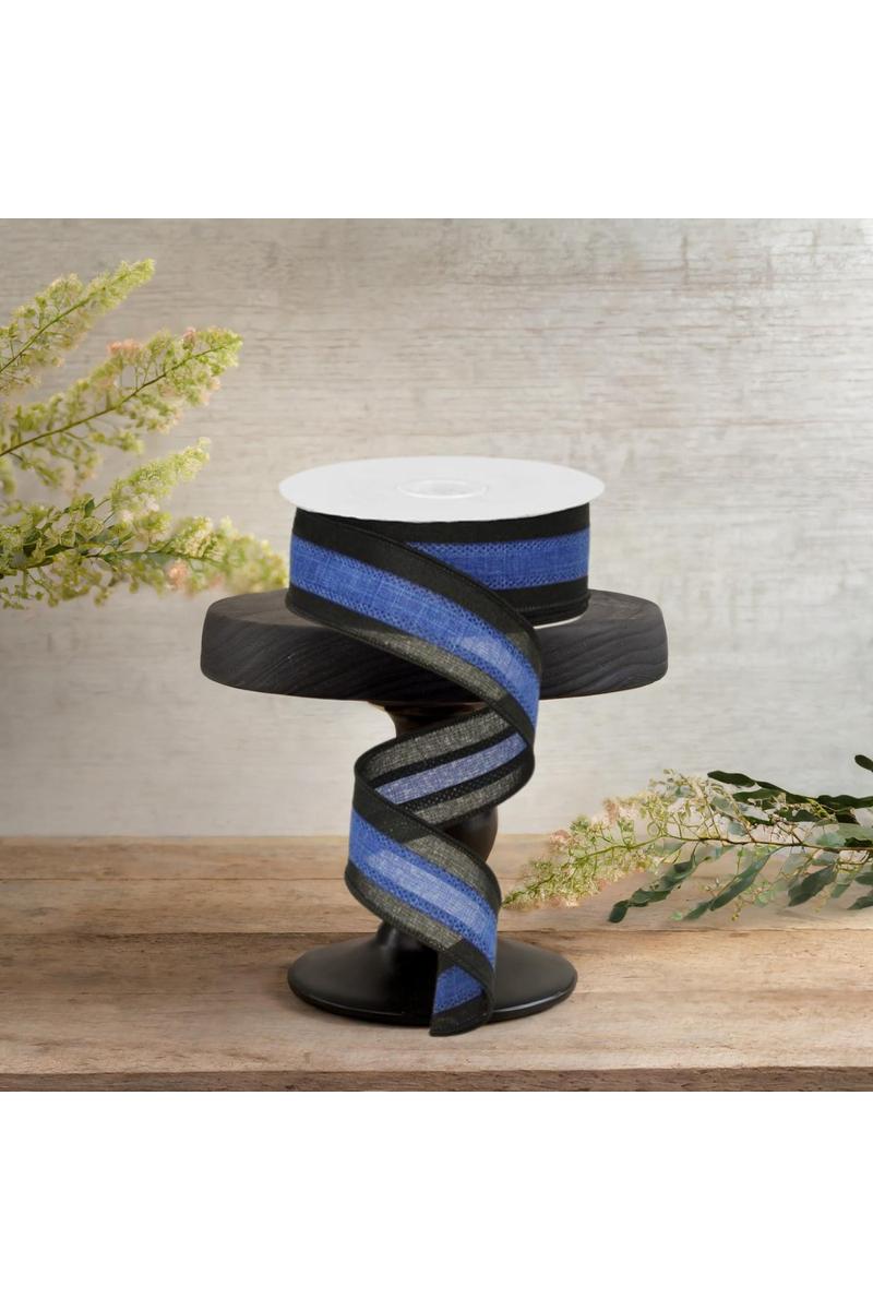 1.5&#x22; Police Support Ribbon: Black &#x26; Blue (10 Yards)