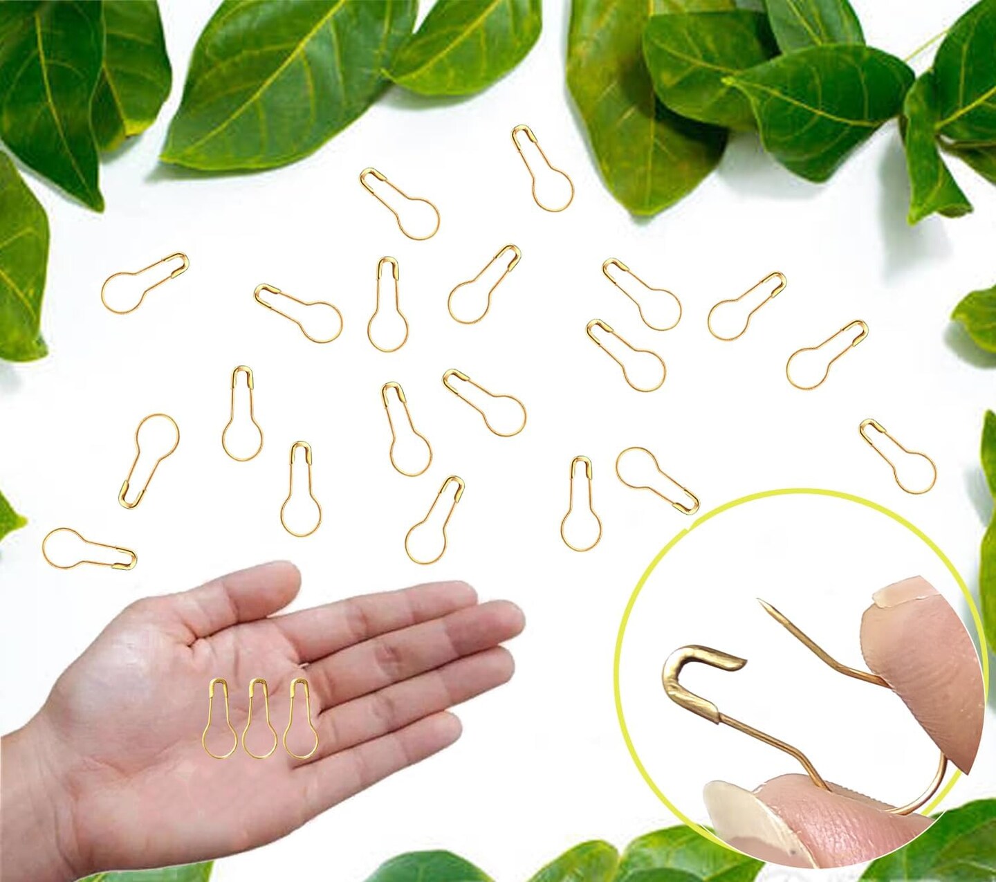 500Pcs Gold Bulb Pins 0.8&#x22; Gourd Safety Pin