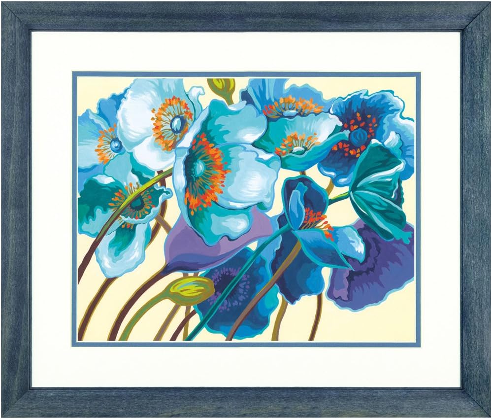 Blue Poppies Paint by Numbers for Adults, 14&#x27;&#x27; W x 11&#x27;&#x27; L