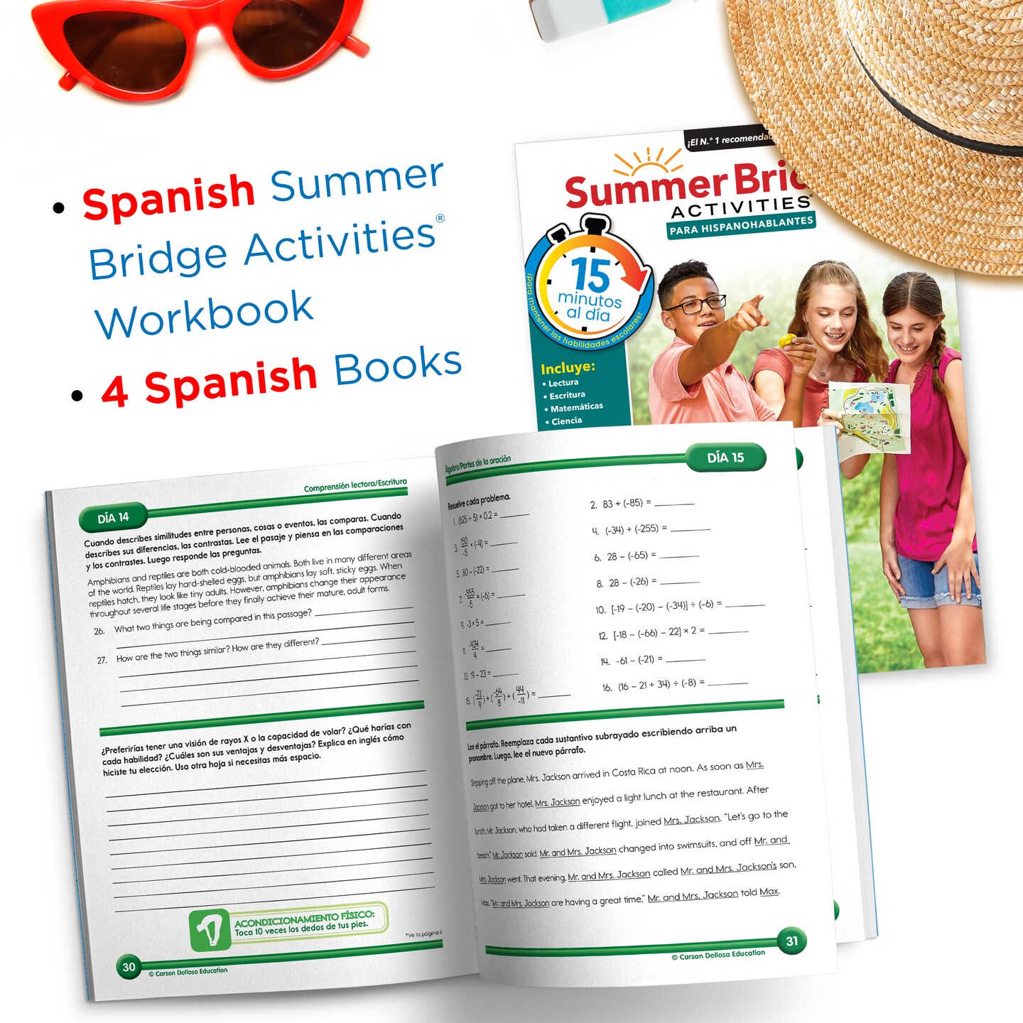 Summer Bridge Activities Grades 7-8 Spanish Summer Learning Backpack, Spanish Language 7th Grade to 8th Grade Workbook All Subjects, Flash Cards, Middle School Nonfiction &#x26; Fiction Children&#x27;s Books