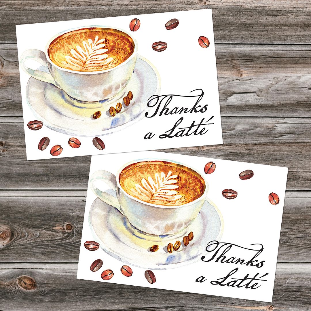 Great Papers! Thanks a Latte Thank You Note Card and White Envelope, 4.875" x 3.375", 24 count