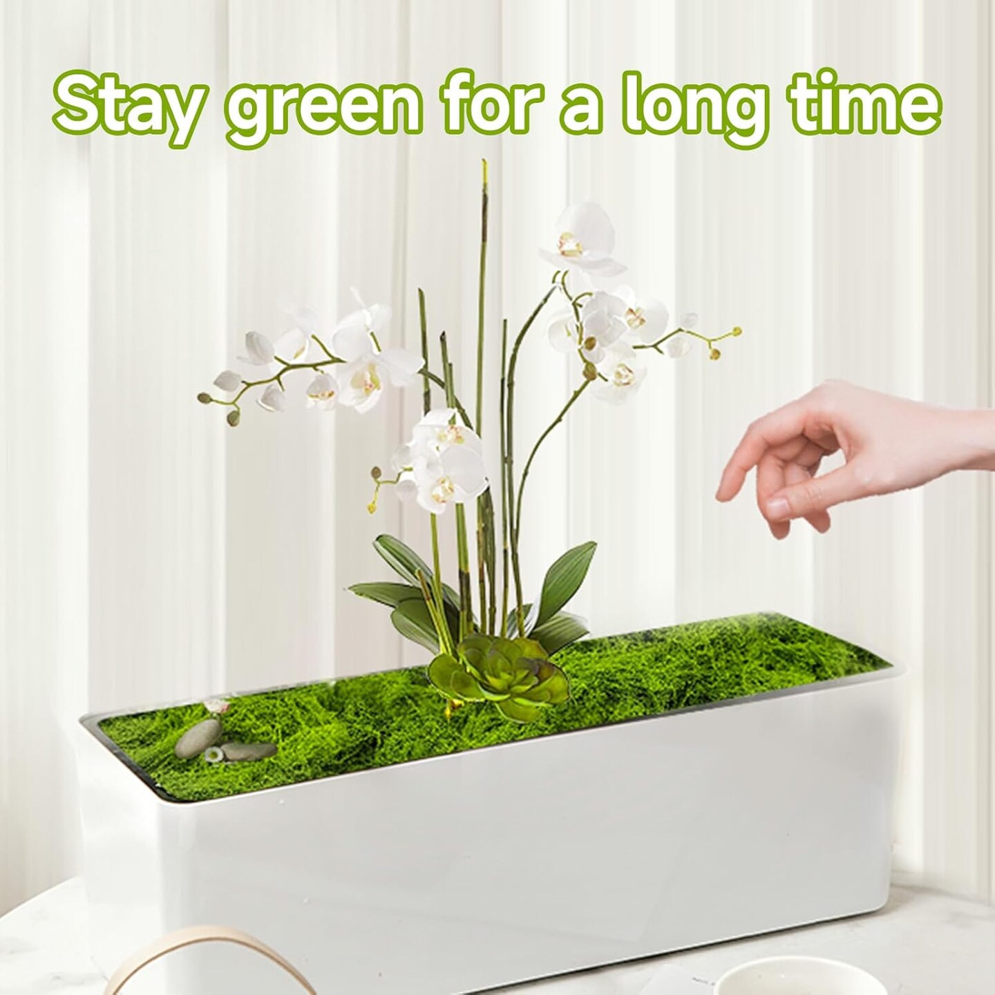 Fake Green Moss for Potted Plants Indoor, 5.3oz Artificial Moss for Crafts, Faux Moss Decor for DIY Decorative, Model Making, Walls, Glass Containers, Home