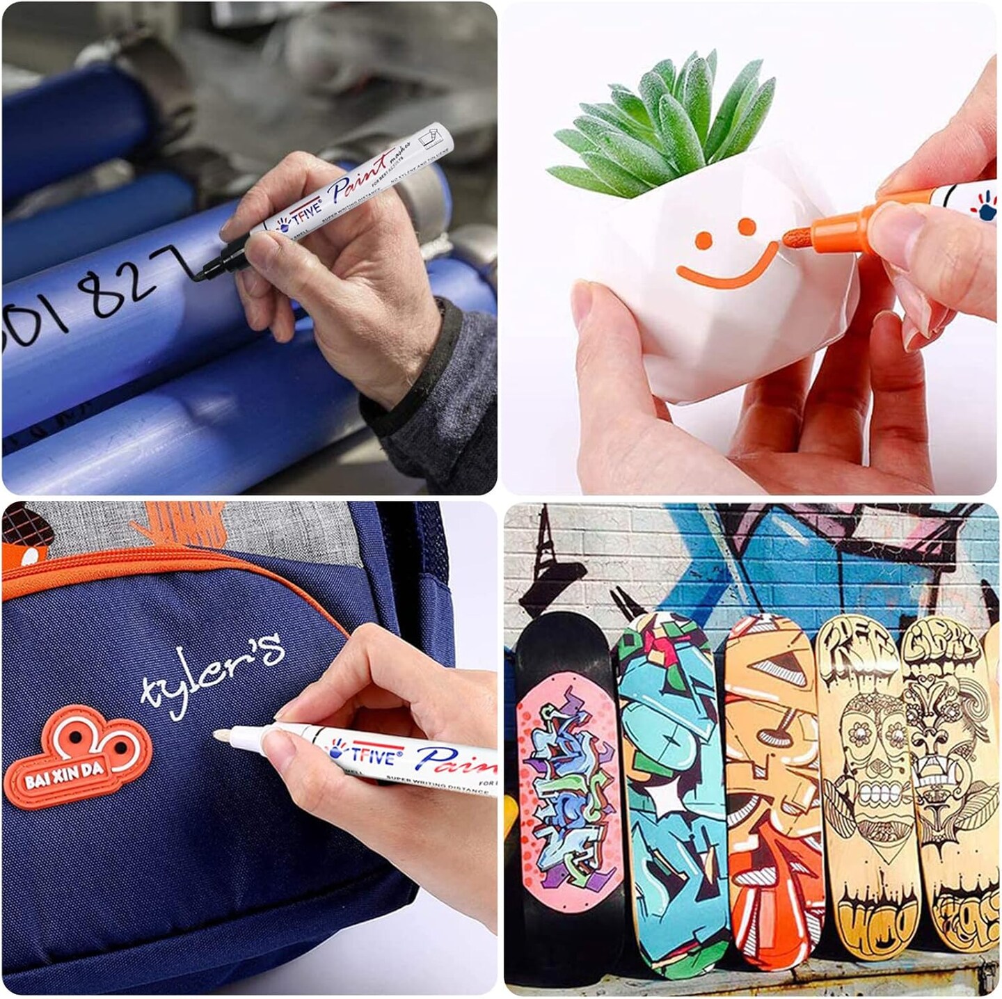 Yellow Permanent Paint Marker Pens - 2 Count Oil Based Marker Pen, Medium Tip, Waterproof & Quick Dry, for Office, Art projects, Rock Painting, Ceramic, Glass, Wood, Plastic, Metal, Canvas