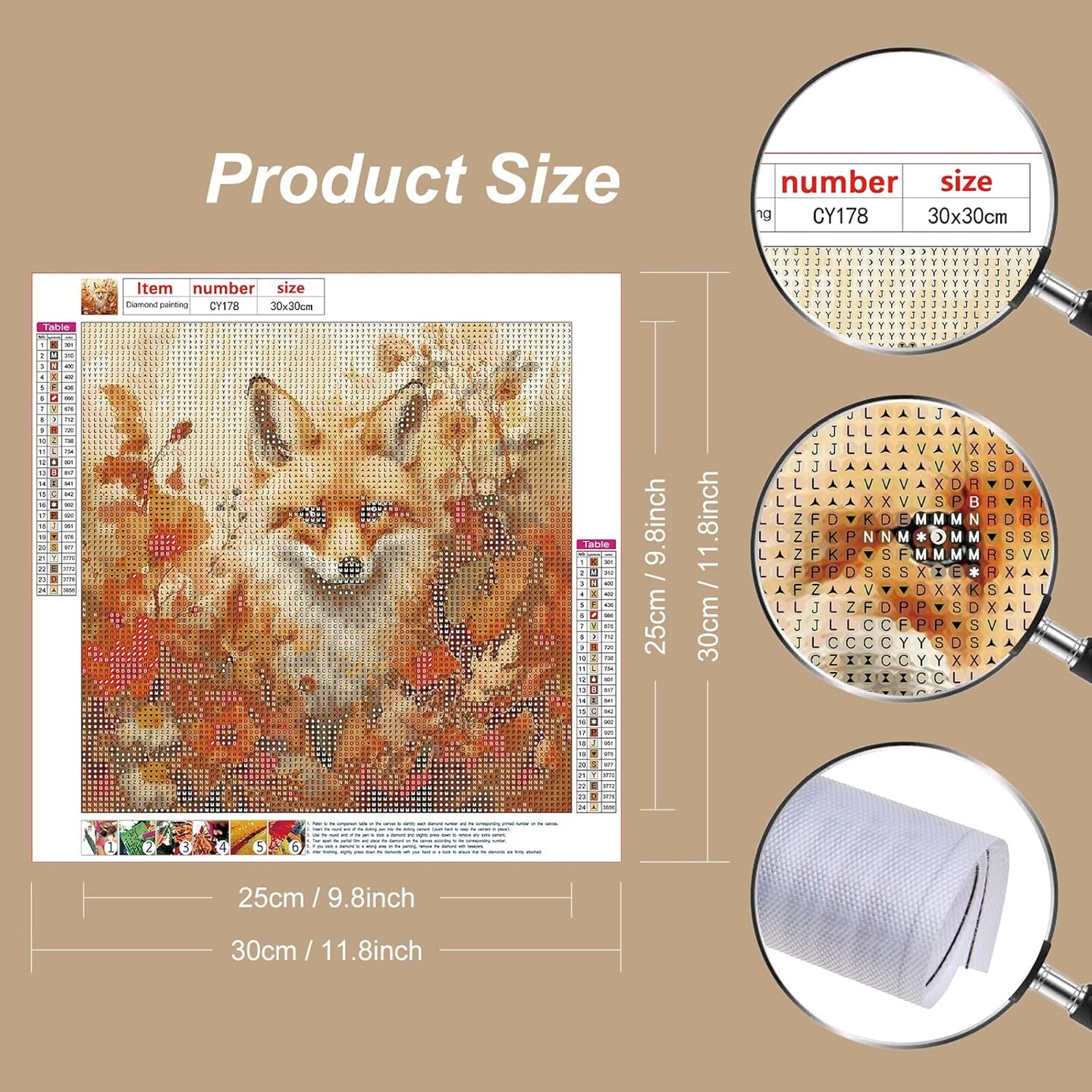 Diamond Painting Kits for Adults Fox, 5D DIY Diamond Art Kits for Beginners Round Full Drill Diamond Painting for Home Wall Decoration Gift 12&#xD7;12inch, Fall Maple Leaf