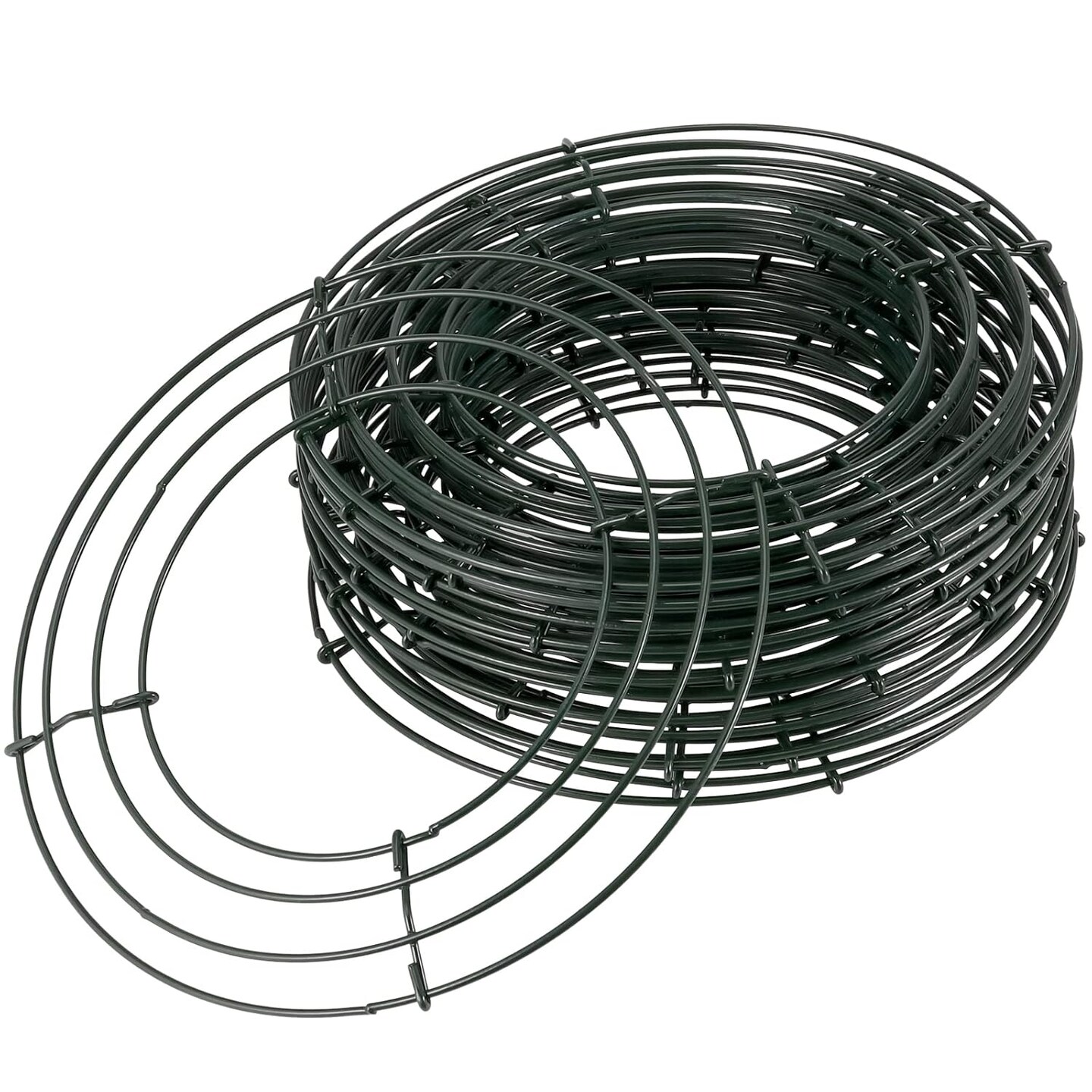 20 Pack 8 Inch Wire Wreath Frame, Round Green Metal Wreath Frame, Floral Crafts Wreath Form for DIY Christmas Wedding Party