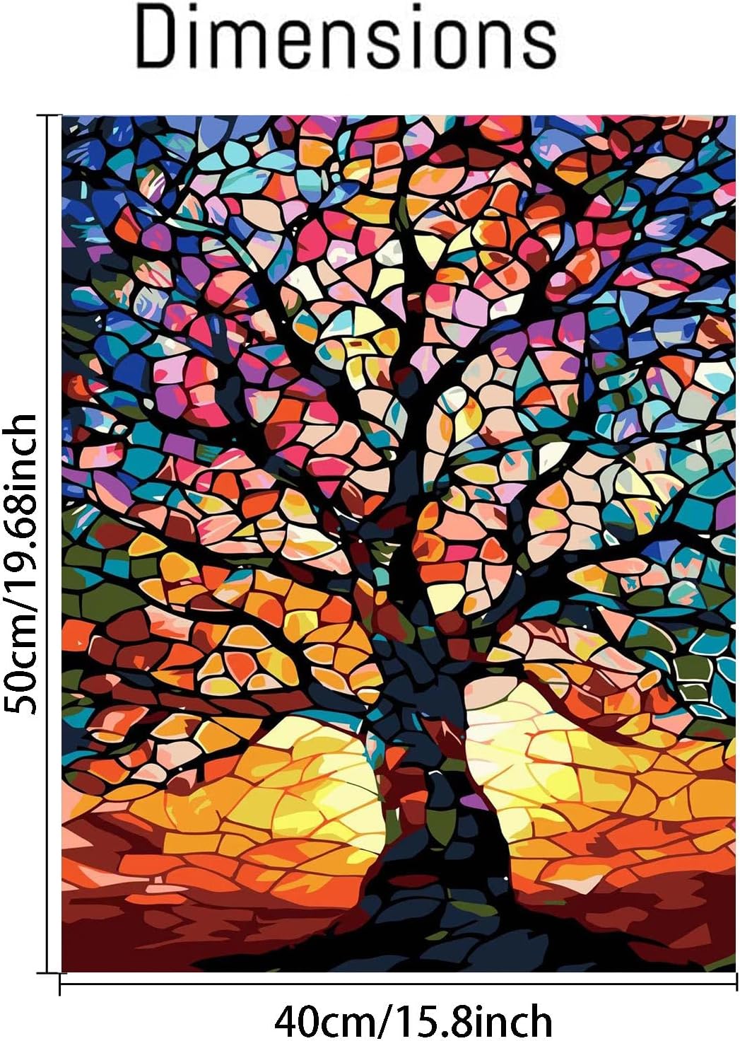 Paint by Numbers Kit for Adults Beginners - Stained Glass Tree of Life Paint by Number Canvas, DIY Acrylic Easy Tree Oil Painting for Gift Home Wall Decor 16 X 20 Inch